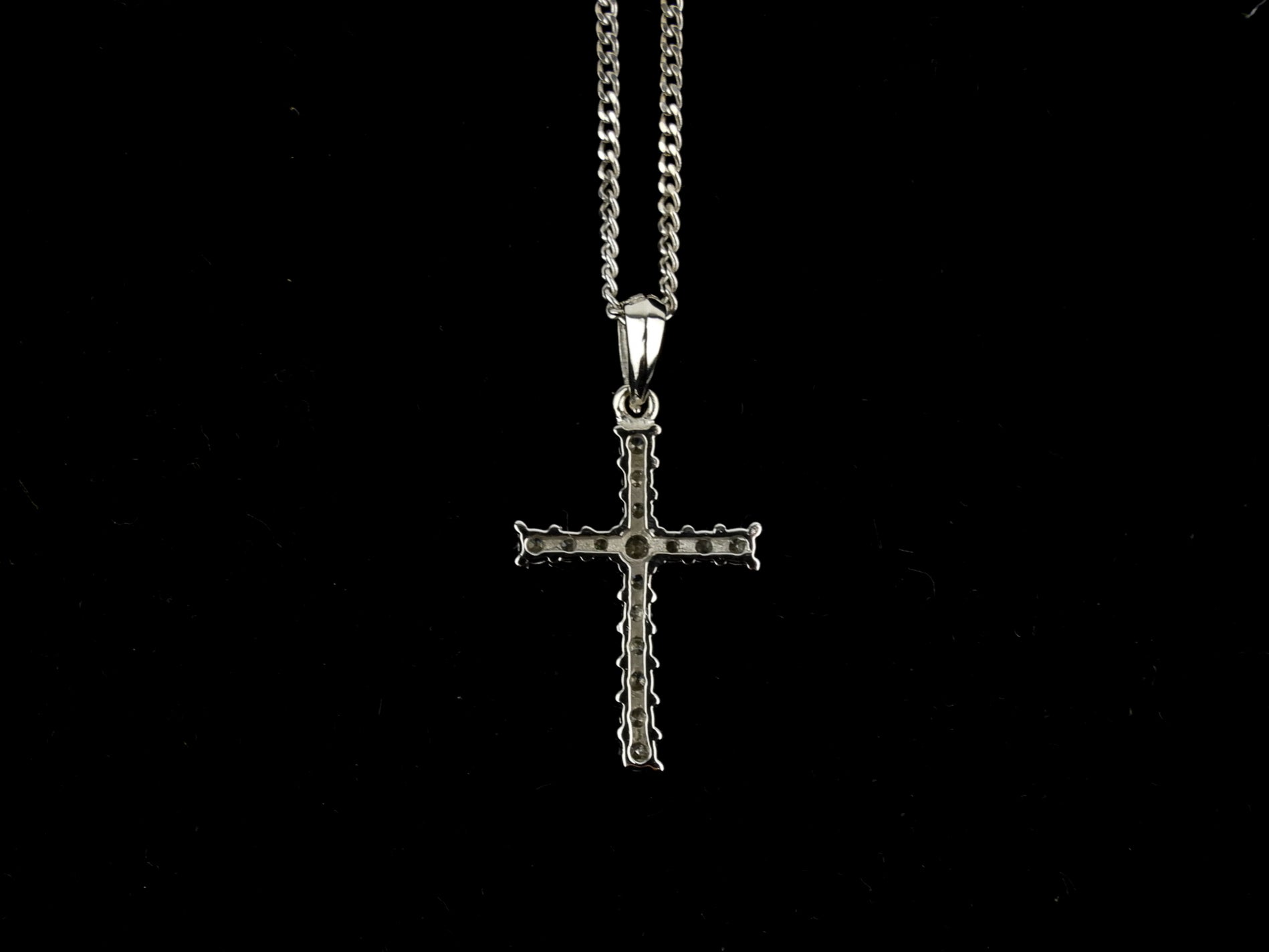 Birks White Gold and Diamond Cross Pendant Necklace - Elegant Religious Jewelry for Women, Perfect for Church, Weddings & Special Occasions