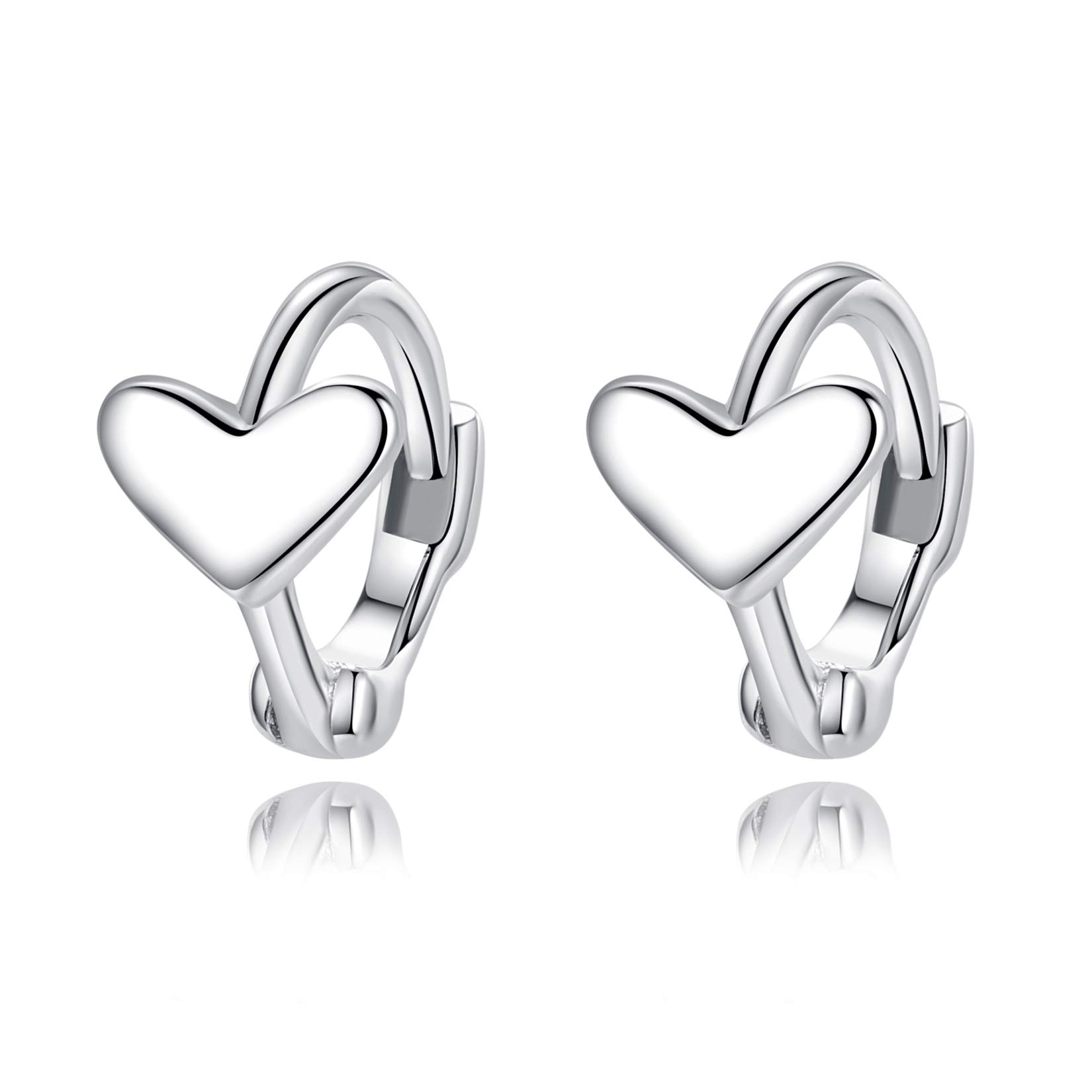 VIKI LYNN 925 Sterling Silver Tiny Hoop Earrings with Heart Charm - Dainty Cartilage Earrings for Women | Perfect for Everyday Wear, Gifts & Special Occasions