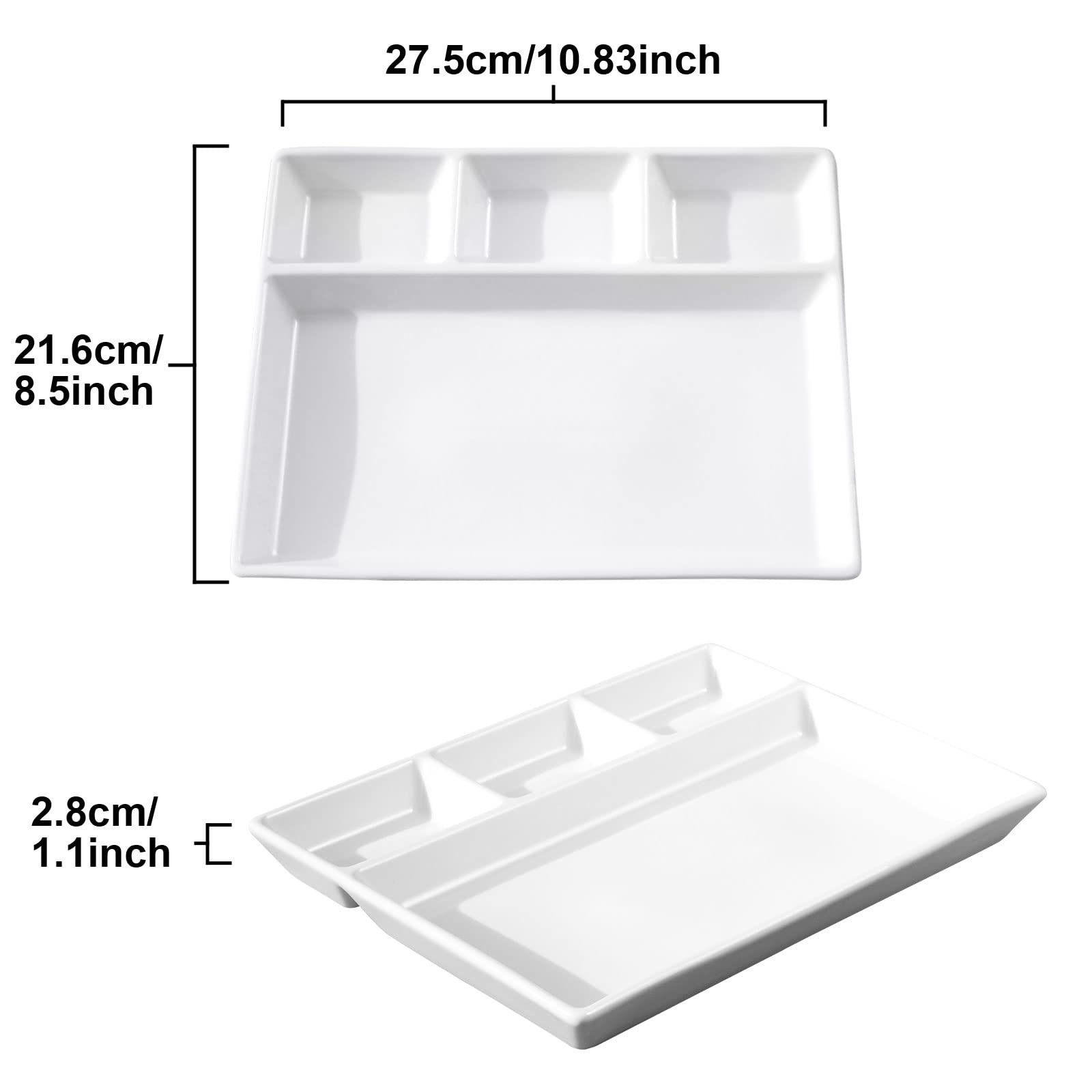 **4-Compartment Divided Ceramic Plate - Quadrant Shaped Serving Dish for Sauces, Snacks, Salad & Dinner | Perfect for Luncheons, Parties & Home Dining**
