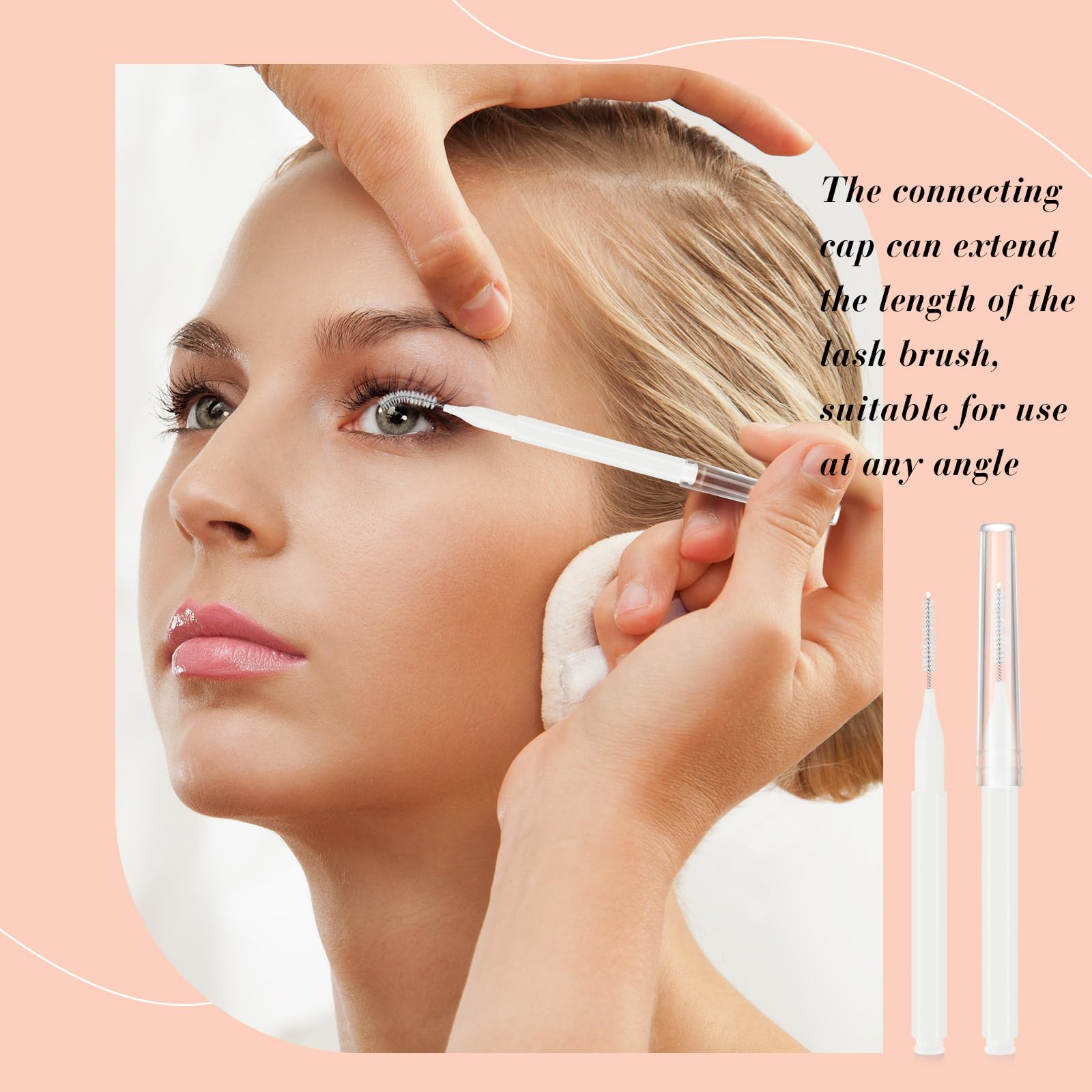 100 Pieces Micro Eyebrow Brushes with Caps - Professional Brow Lamination Brushes, Eyelash Brushes & Multifunctional Micro Lash Combs for Eyebrow & Eyelash Extensions (White) - Perfect for Salon, Home Use & Professional Makeup Artists