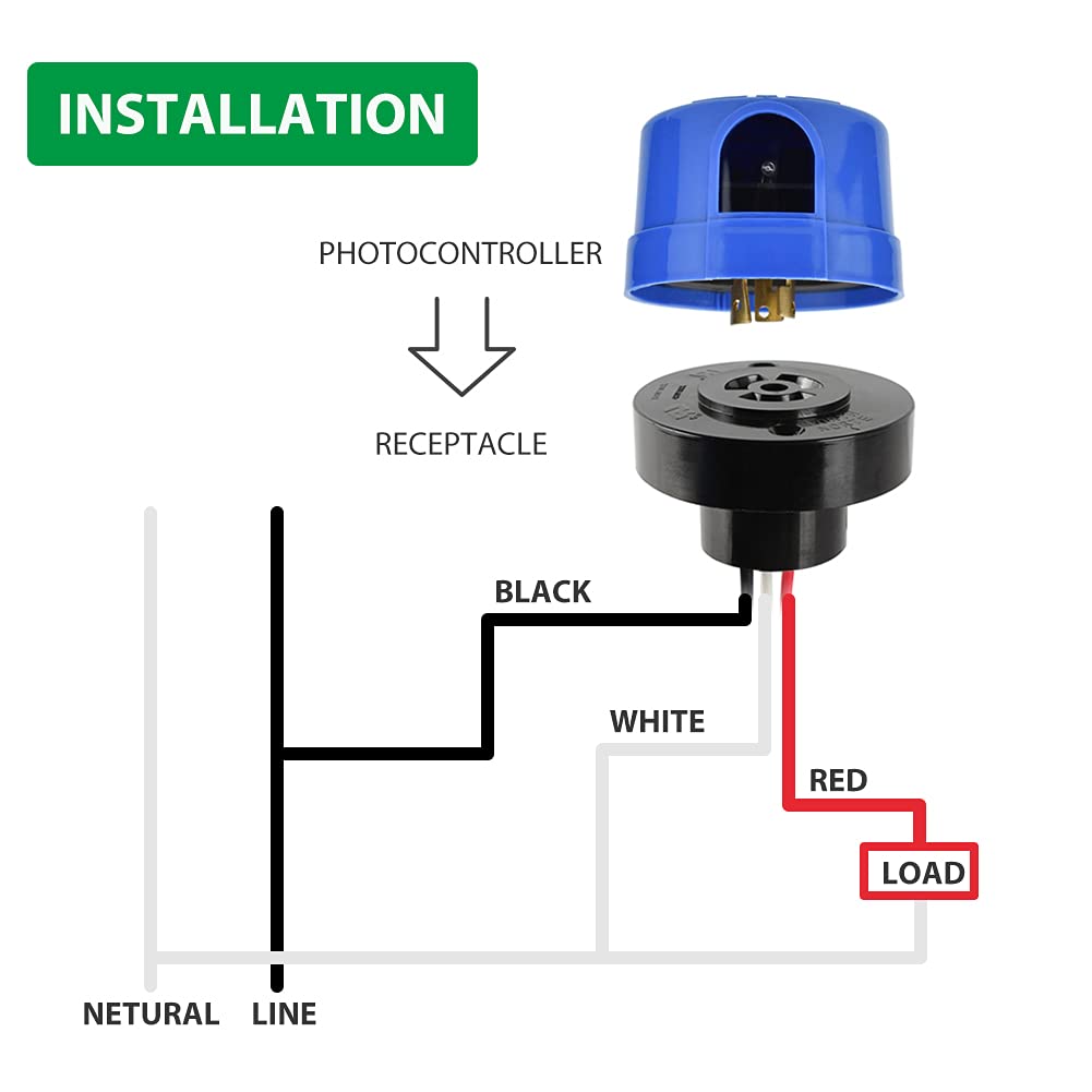 1 Pack Photocell Sensor Switch for Outdoor Lights - Auto On/Off Dusk to Dawn Light Control with Twist Lock - Weatherproof Photo Cell for LED Street Lights, Barn Lights, Parking Lot & Area Lighting (Ideal for Security, Pathway & Landscape Illumination)