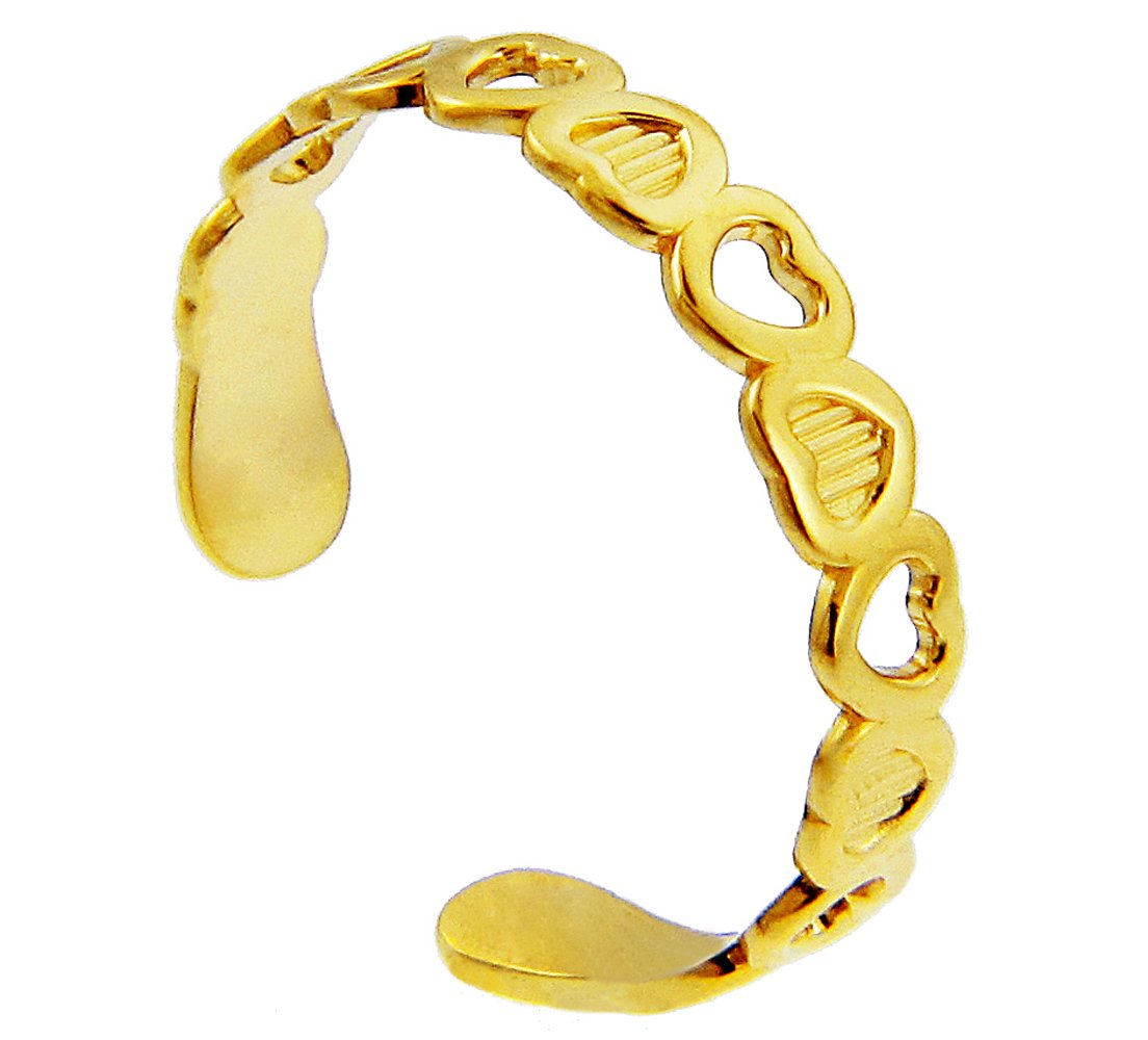 10K Yellow Gold Heart Toe Ring for Women - Elegant Foot Jewelry for Beach, Summer & Special Occasions