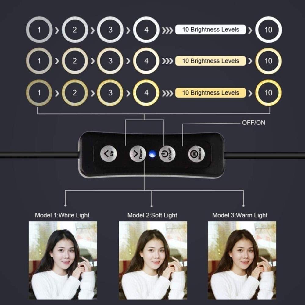 HMTE 26CM LED Ring Light with Tripod Stand - Selfie Photography Light, Beauty Lamp for Live Streaming, YouTube Videos & TikTok - Perfect for Makeup, Vlogging & Phone Photography