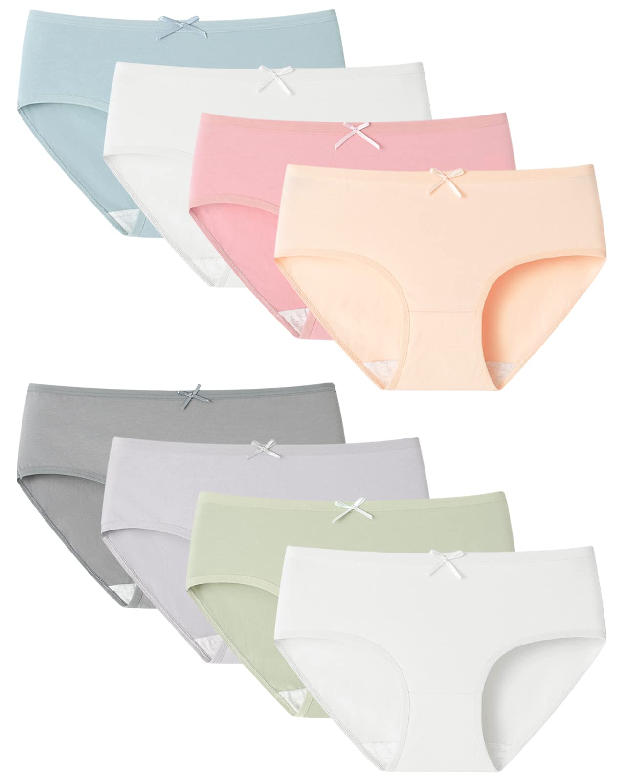 Adorel Cotton Panties for Teen Girls - 8 Pack Solid Colors - Comfy Everyday Wear