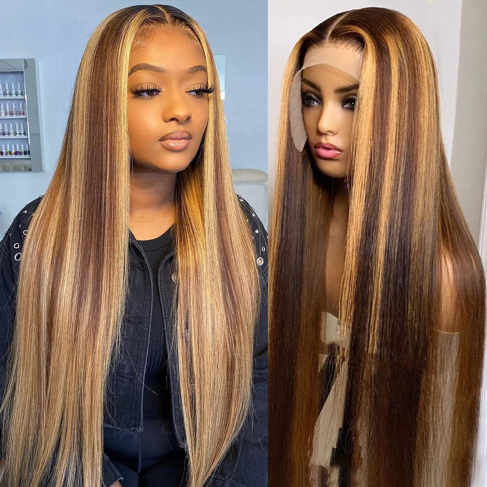 Dark Brown Chocolate Straight Wave Human Hair Wig - 200% Density, Pre Plucked, Pre Cut Lace Closure, Glueless with Elastic Band (P4/30) - Perfect for Daily Wear, Cosplay, and Special Occasions