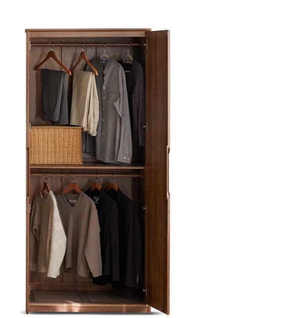 Solid Black Walnut Wood Large Wardrobe - Spacious Closet Organizer for Bedroom, Walk-in Closet & Master Suite Storage
