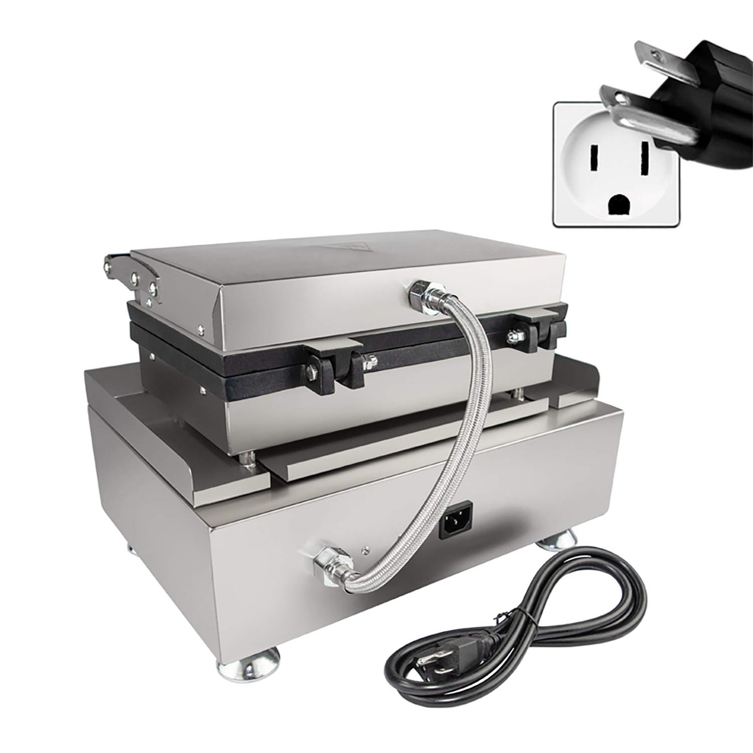 ALDKitchen 110V Commercial Waffle on a Stick Maker - 4 Stainless Steel Sticks for Ice Cream, Desserts & Party Snacks - Perfect for Food Trucks, Cafes & Home Use
