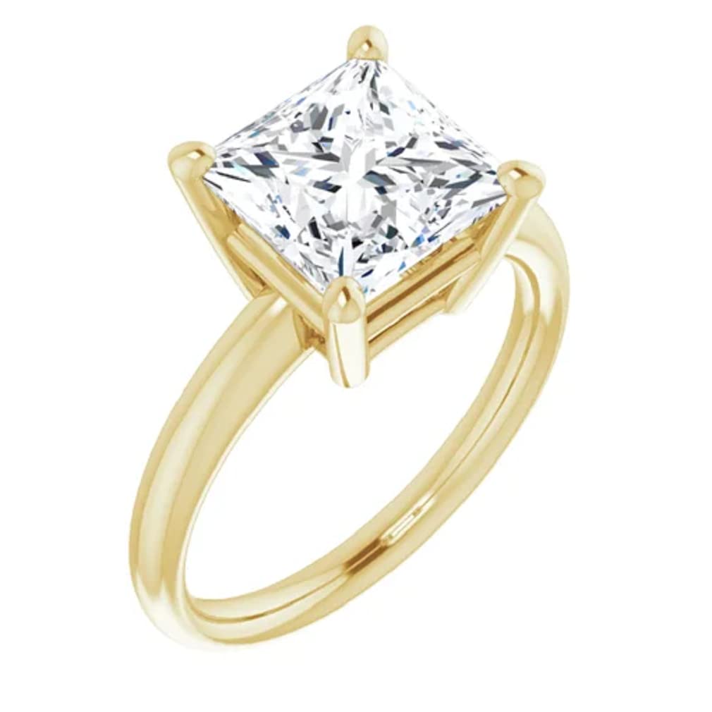 10K Solid Yellow Gold Handmade Engagement Ring - 2.0 CT Princess Cut Moissanite Diamond Solitaire Wedding Ring for Women, Bridal Proposal Jewelry Gift (Perfect for Anniversaries, Valentine's Day & Special Occasions)