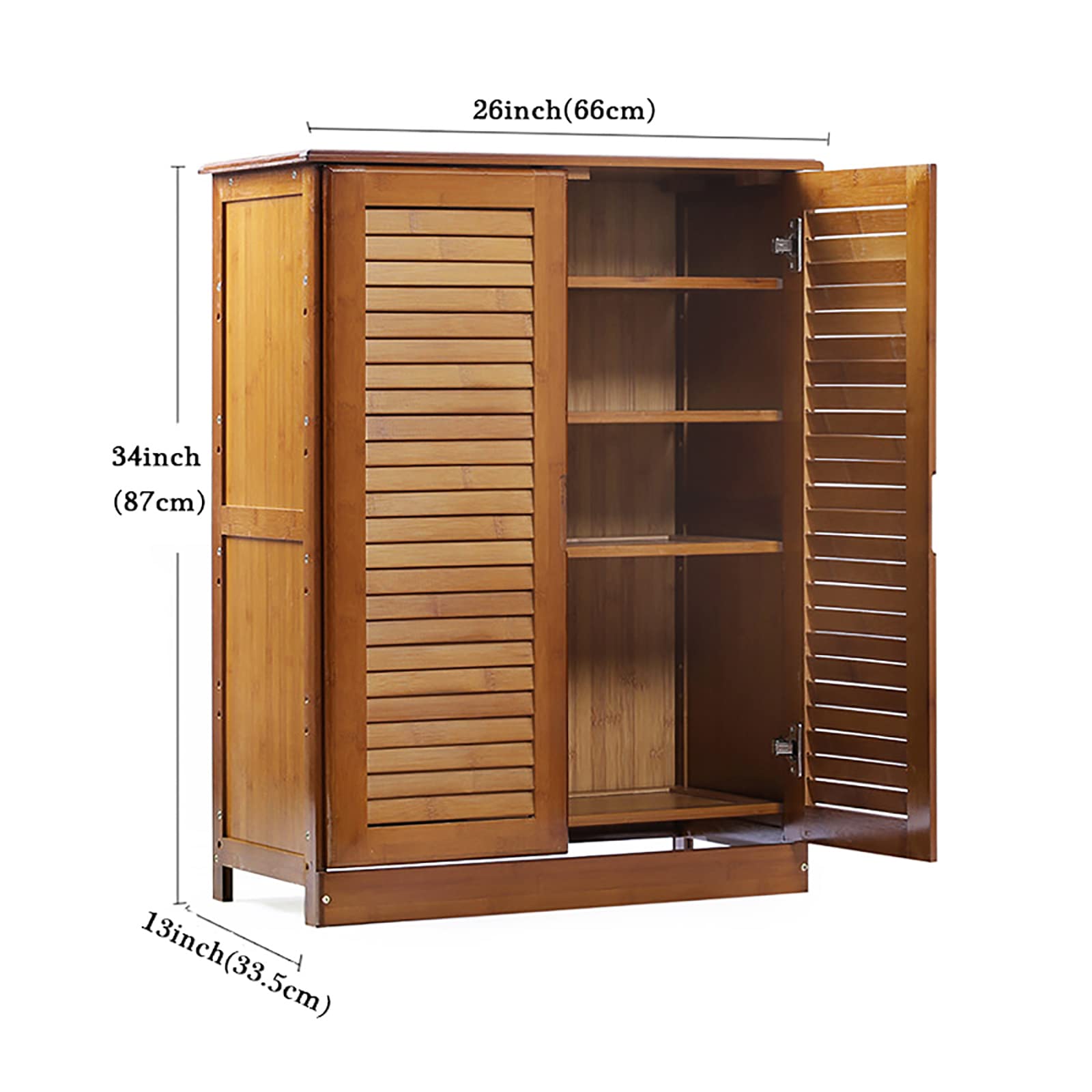 **Bamboo Shoe Storage Cabinet with Doors - Rustic Entryway Shoe Organizer & Shoe Rack for Home, Office, or Mudroom Organization**