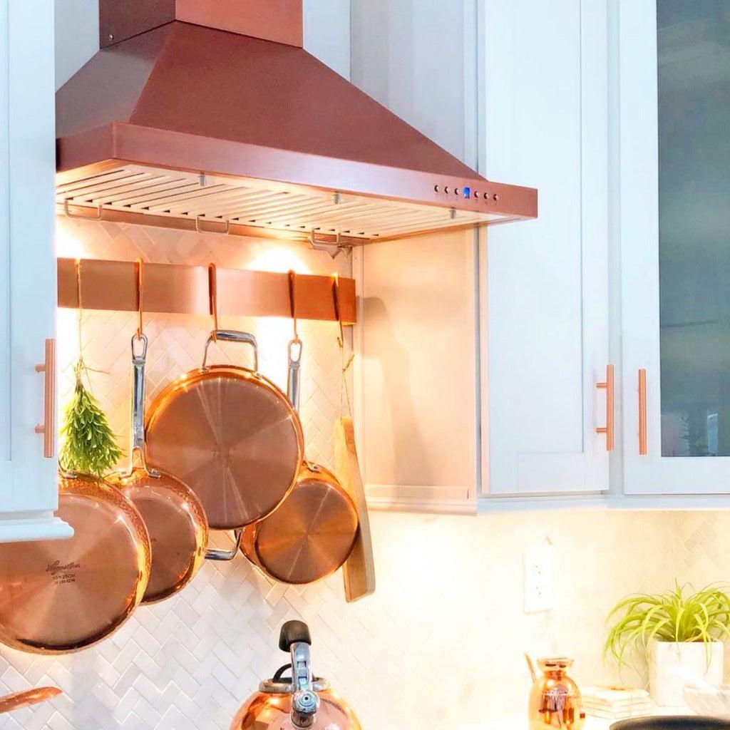 ZLINE Designer Series 7-Layer Copper Wall Mount Range Hood (8KBC) - Professional Kitchen Ventilation for Gas Stoves & Cooking Areas