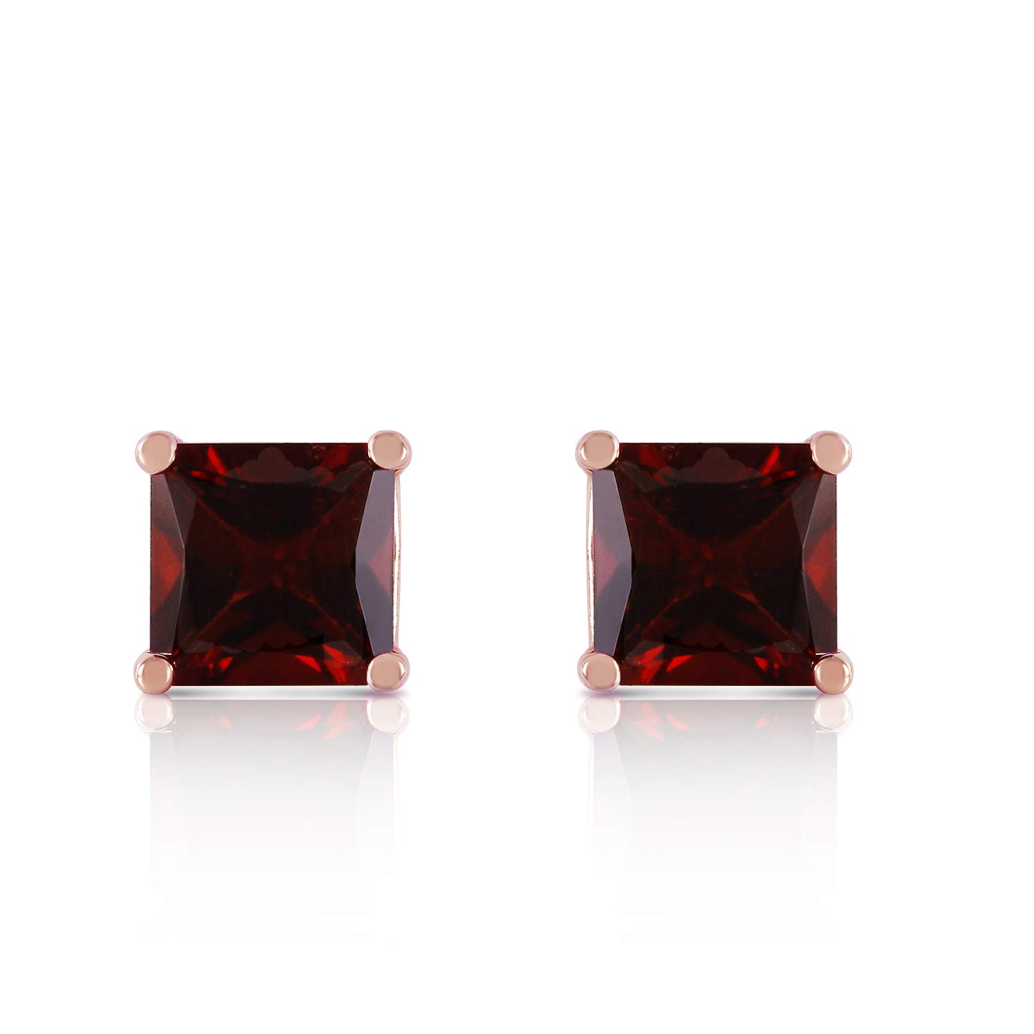 1.75 Carat 14k Solid Rose Gold Sparkle Garnet Stud Earrings for Women - Valentine's Day Gift, Anniversary Present, Birthday Jewelry, Everyday Elegant Accessories
