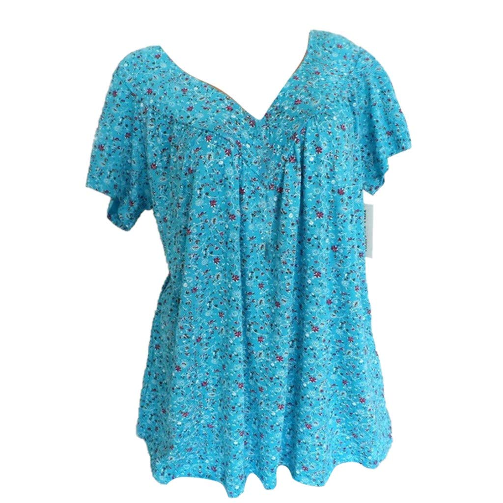 Oversized Flowy V-Neck Short Sleeve Tops for Women - Summer Casual Loose Fit T-Shirts & Tunic Blouses - Plus Size Comfort Wear for Beach, Vacation and Everyday Outfits