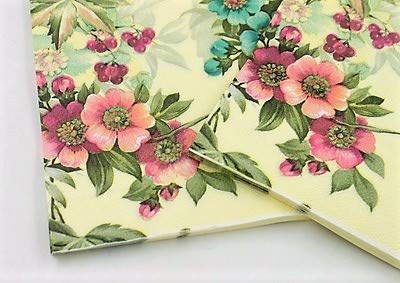 WallyE Shabby Chic Floral Paper Napkins - 20 Pack Mint Green Country Garden Design for Thanksgiving, Wedding & Party Decor | Elegant Disposable Tableware for Dinner, Bridal Shower & Outdoor Events