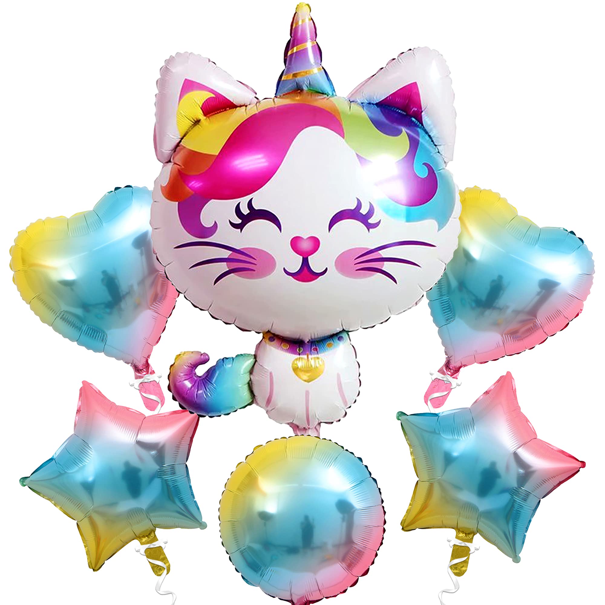 KatchOn Big Cute Caticorn Balloons - 36 Inch Pack of 6 | Kittycorn Party Decorations for Birthday, Baby Shower & Bridal Showers | Cat Unicorn Balloon Arch Supplies