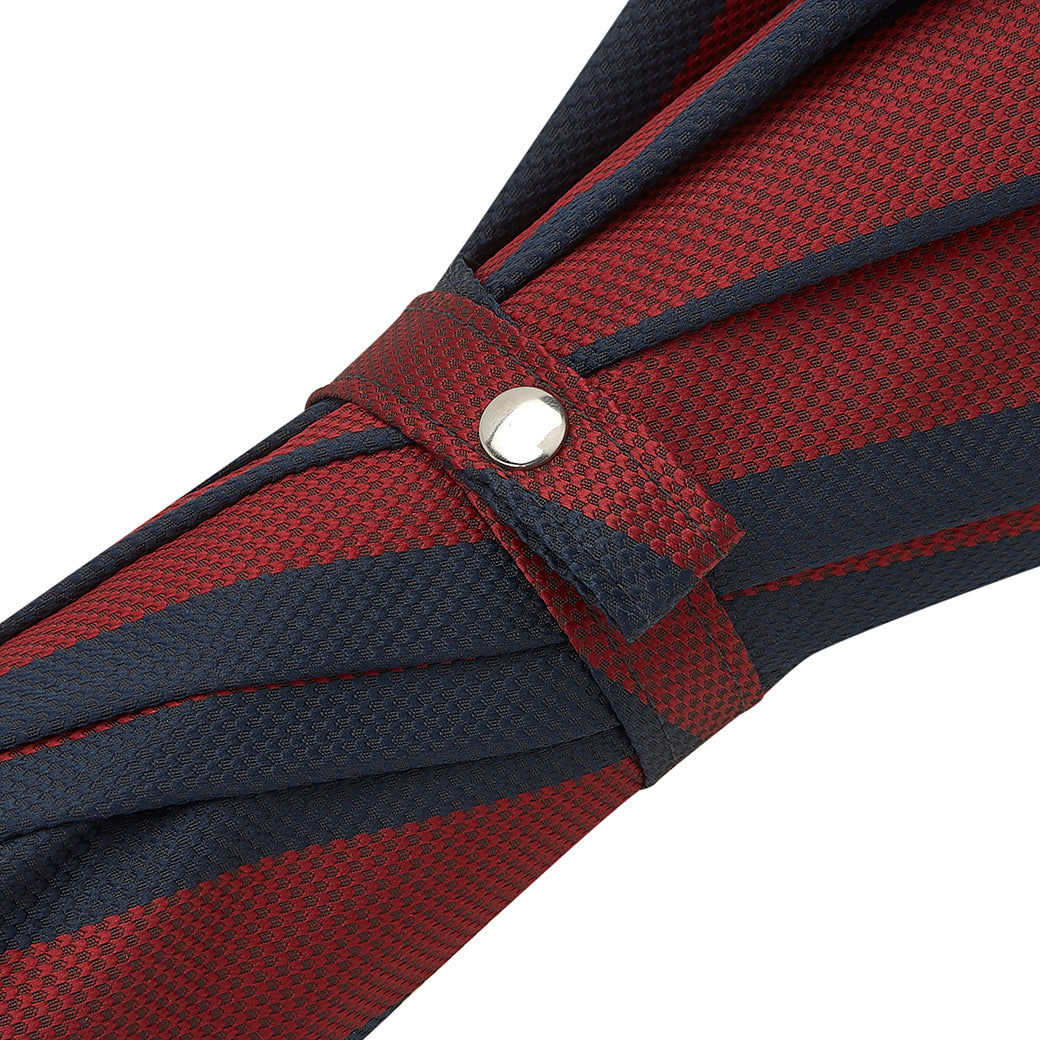 Navy and Burgundy Leather Contrast Top Stitch Handle Two-Tone Umbrella - Waterproof Windproof Compact Travel Umbrella for Men & Women - Perfect for Rainy Days, Commuting, and Outdoor Activities