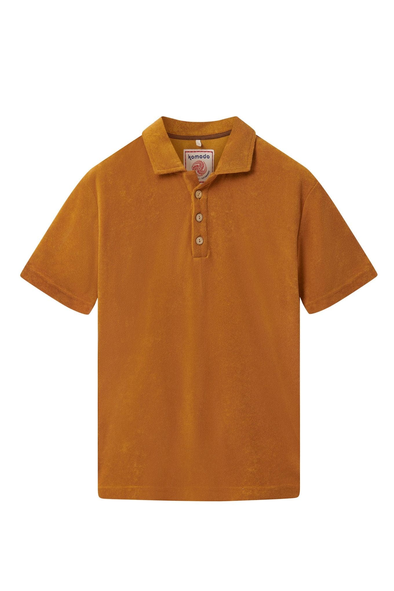 Ollie Men's Organic Cotton Terry Polo Shirt - Breathable, Comfortable & Eco-Friendly Golden Brown Casual Wear for Golf, Office & Outdoor Activities