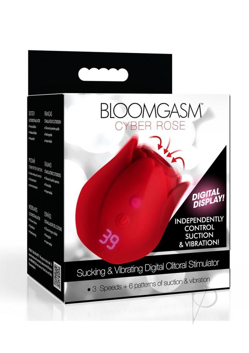 Bloomgasm Cyber Rose Rechargeable Silicone Clitoral Stimulator - Sucking & Vibrating Dual Action, Waterproof for Sensual Pleasure - Perfect for Couples Play & Solo Intimate Moments (Red)