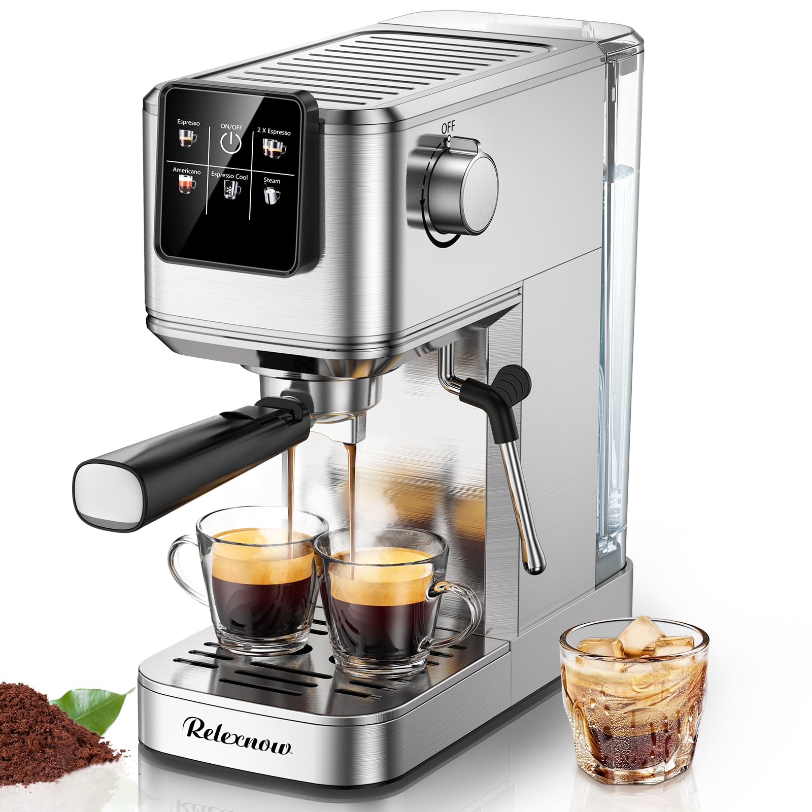 20 Bar Professional Espresso Coffee Machine with Milk Frother - Compact Stainless Steel Coffee Maker for Hot & Iced Cappuccino, Latte - Perfect for Home, Office and Coffee Shop Use