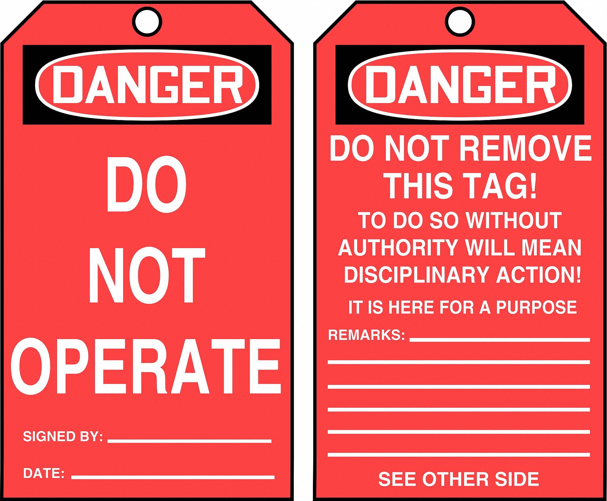 Accuform Signs TAR142 - 10 Mil PF Cardstock Do Not Operate Danger Tags (6.25
