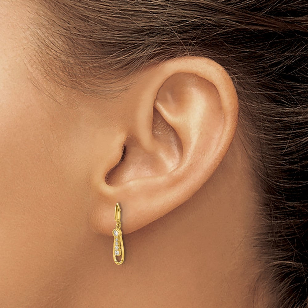 Gold Madi K Polished CZ Fancy Post Dangle Earrings GK1190 - Elegant Cubic Zirconia Stud Earrings for Women, Perfect for Parties, Weddings & Special Occasions