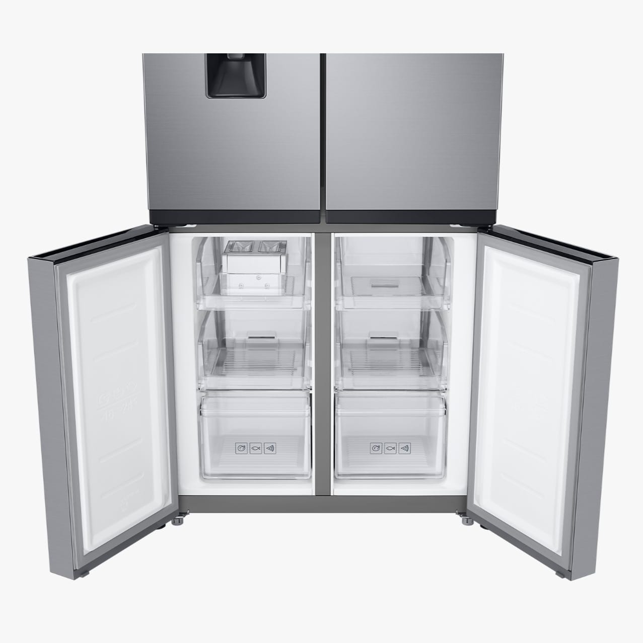 Samsung RF48A4010M9/LV 4-Door French Door Refrigerator with Water Dispenser - 48 cu.ft Large Capacity, Energy Star Certified, Smart Inverter Technology - Perfect for Modern Kitchens & Large Families