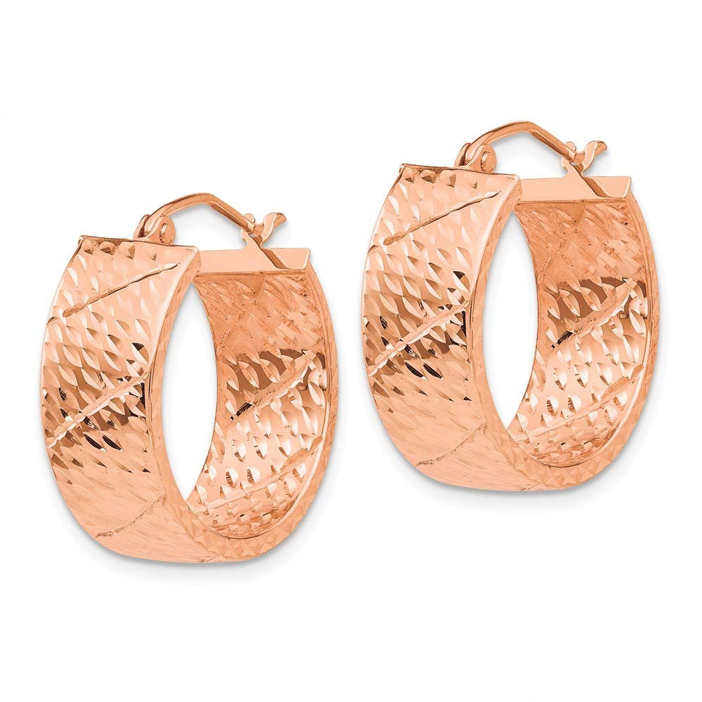 14K Rose Gold Diamond Cut Hoop Earrings for Women - 22mm Dainty Huggie Hoops, Elegant Everyday Jewelry Gift for Her (Perfect for Date Night, Office Wear & Special Occasions)