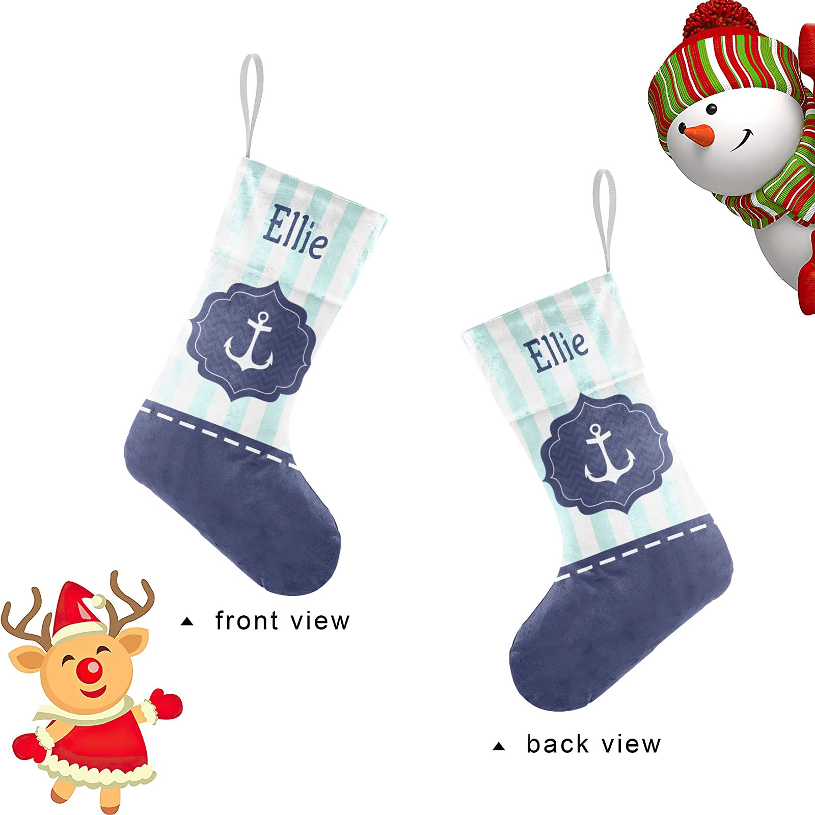 Personalized Nautical Anchor Christmas Stockings - Custom Name Embroidery for Adults, Kids, Babies & Pets | Large Family Holiday Stockings for Boys & Girls | Perfect Christmas Decor & Gift for Fireplace, Mantel & Holiday Celebrations