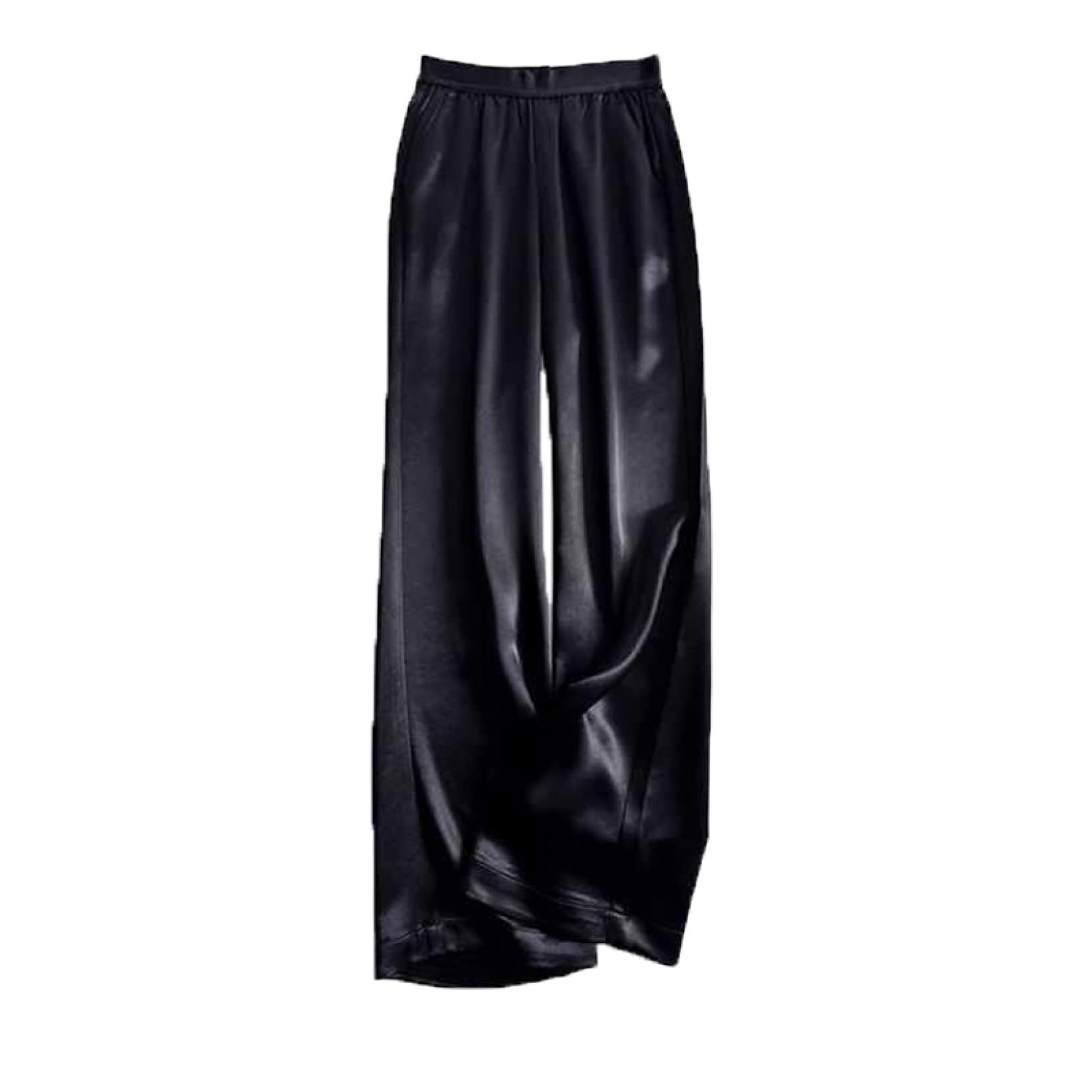 AOBRICON Women's Wide Leg Satin Pants - High Waist Loose Casual Trousers for Spring & Summer | Korean Style Straight Leg Pants for Work, Travel & Everyday Wear