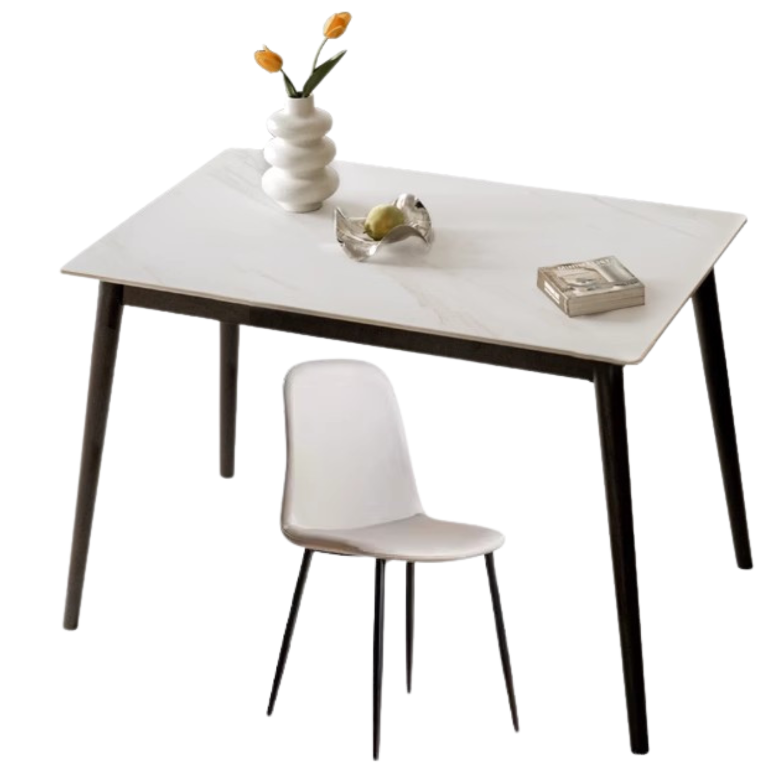 Solid Oak Wood Rock Plate Dining Table - Rustic Farmhouse Style for Kitchen, Dining Room & Outdoor Patio
