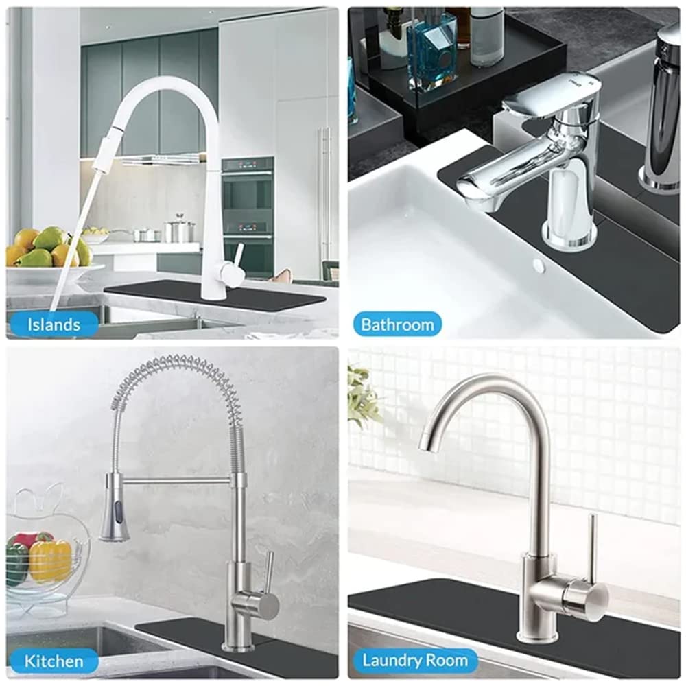 Diatomite Faucet Mat - Fast-Drying Silicone Splash Guard for Kitchen Sink (White) - Perfect for Wet Countertops