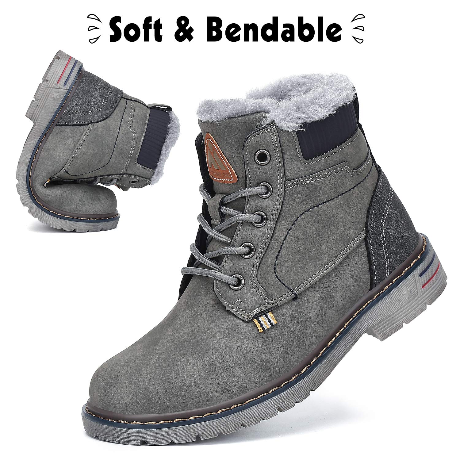 **Mishansha Kids Winter Snow Boots - Waterproof Hiking Boots for Boys & Girls, Fur Lined Warm Walking Shoes for Cold Weather Outdoor Activities - Perfect for Snow Play, Hiking & School**