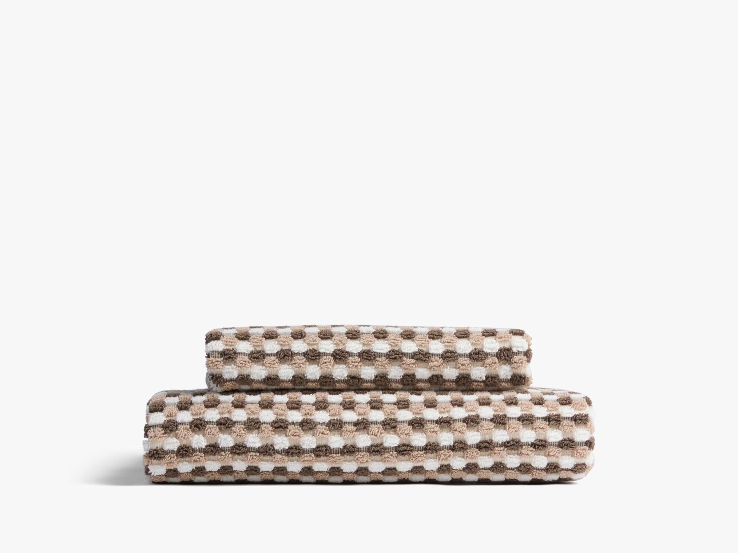 Premium Organic Cotton Mosaic Bath Towels Set - Soft & Absorbent (Ash & Toast Colors) - Perfect for Spa, Bathroom & Beach Use