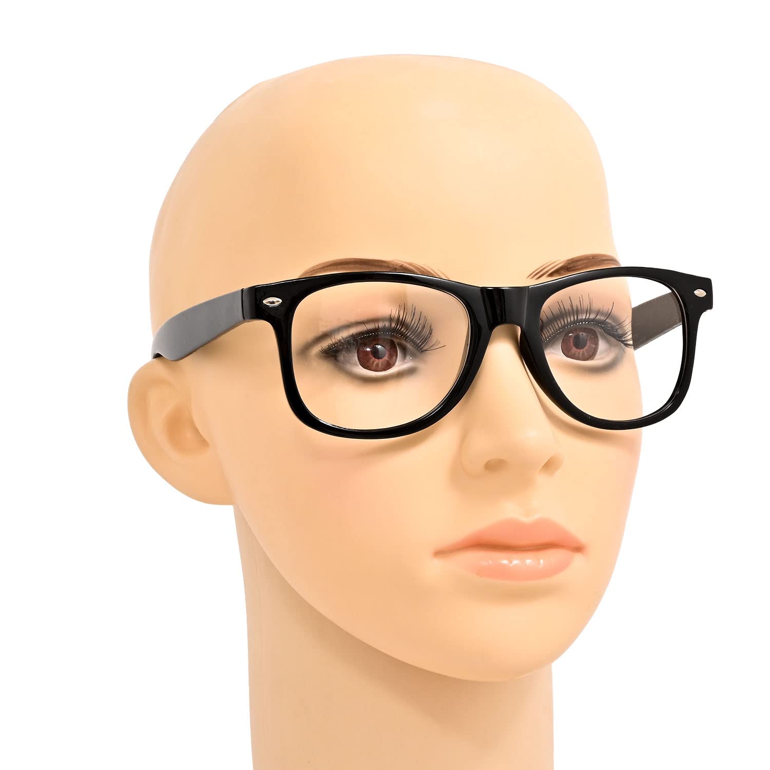 Jomnvo 2 Paris Black Frame Retro Nerd Glasses with Clear Lens - Vintage Style Eyewear for Costume Parties, Cosplay & Themed Events