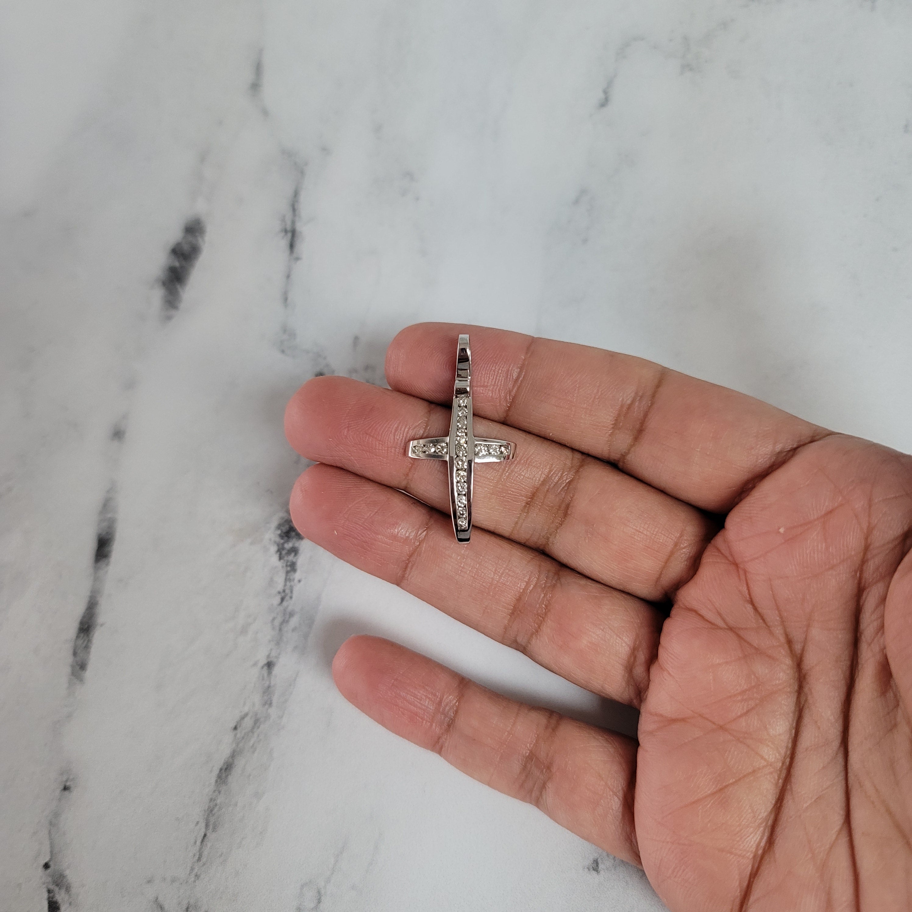 0.50 Carat Channel Set Diamond Cross Pendant Necklace in 14K White Gold - Perfect for Gifts, Weddings & Everyday Elegance