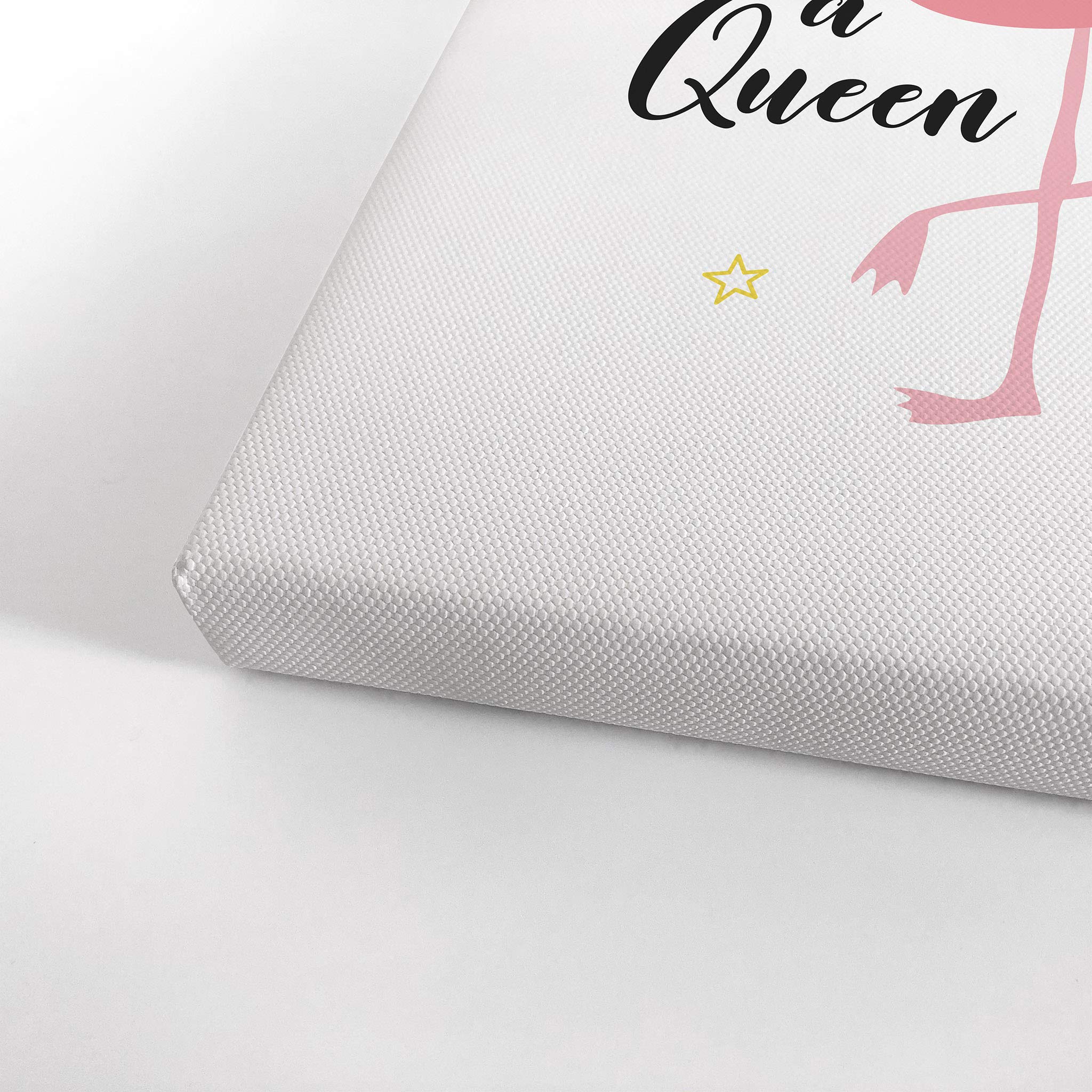 Be a Queen Quote Flamingo Wall Art - 22x15 Inch Canvas Print for Kids Room, Nursery & Baby Room Decor - Ready to Hang, Made in USA | Perfect for Girls' Bedroom, Playroom & Birthday Gifts