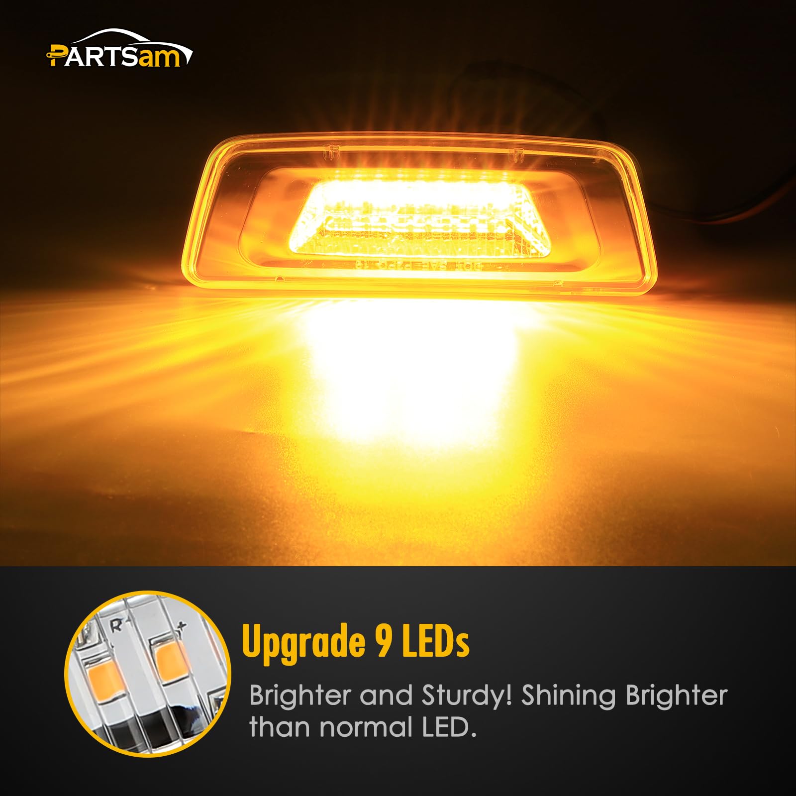 Partsam 2Pcs Amber & Clear LED Side Marker Turn Signal Lights for Kenworth T680 T880 & Peterbilt 576 - Sealed 6-LED Rectangular Cab Roof Marker Lamps (LH & RH) - Perfect for Truck Upgrades and Road Safety Compliance