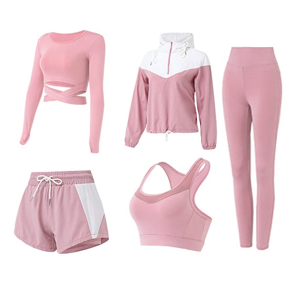 5 PCS Women's Workout Sets - Gym Clothes, Yoga & Running Outfit, Activewear Tracksuit for Fitness, Training & Casual Wear