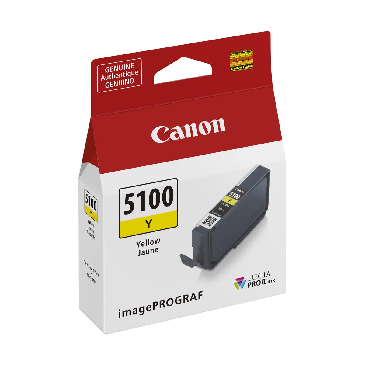 Canon PFI 5100 LUCIA PRO II Yellow Ink Cartridge for PRO-310 Printer - High-Quality Photo Printing for Professional Photographers & Artists