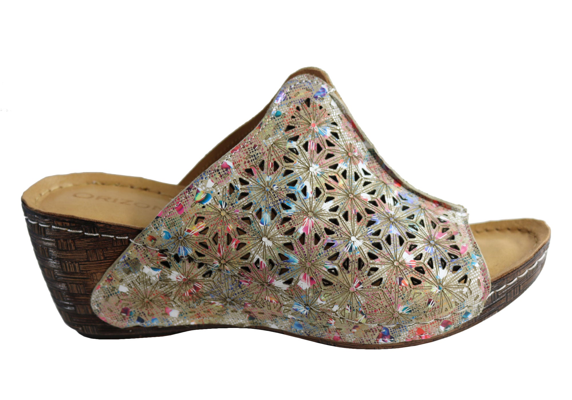 Orizonte Deb Women's European Leather Comfortable Wedge Slide Sandals - Stylish & Supportive for Summer, Beach, and Casual Outings