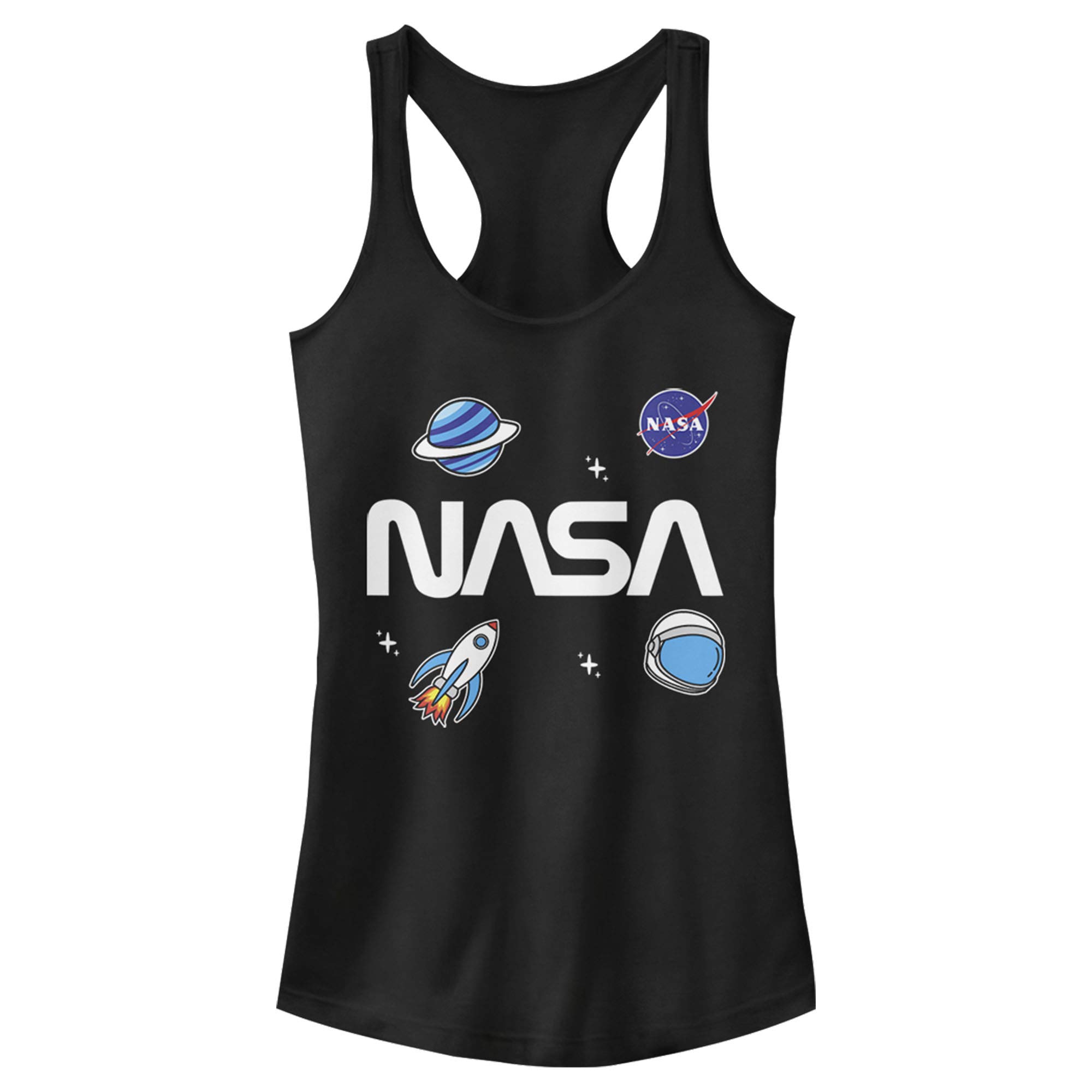 NASA Logo Space Emoji Racerback Tank Top for Women - Stylish Graphic Tee for Space Lovers - Perfect for Gym, Running, Summer Outfits & Casual Wear