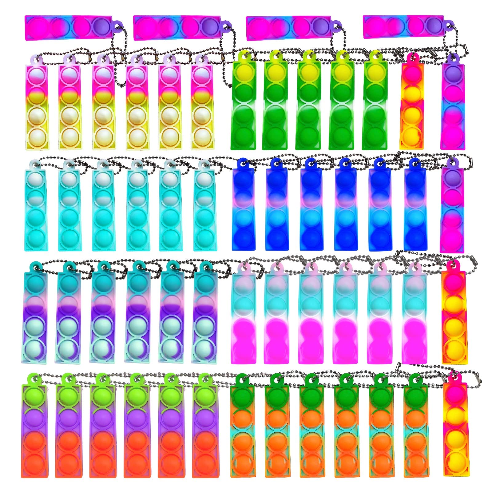 Aubrogo 30-Pack Mini Pop Keychain Fidget Toys - Bubble Pop Silicone Sensory Stress Relief Toys for Kids, Classroom Rewards, Party Favors & Stocking Stuffers - Perfect for Birthday Goody Bags, Travel & Anxiety Relief
