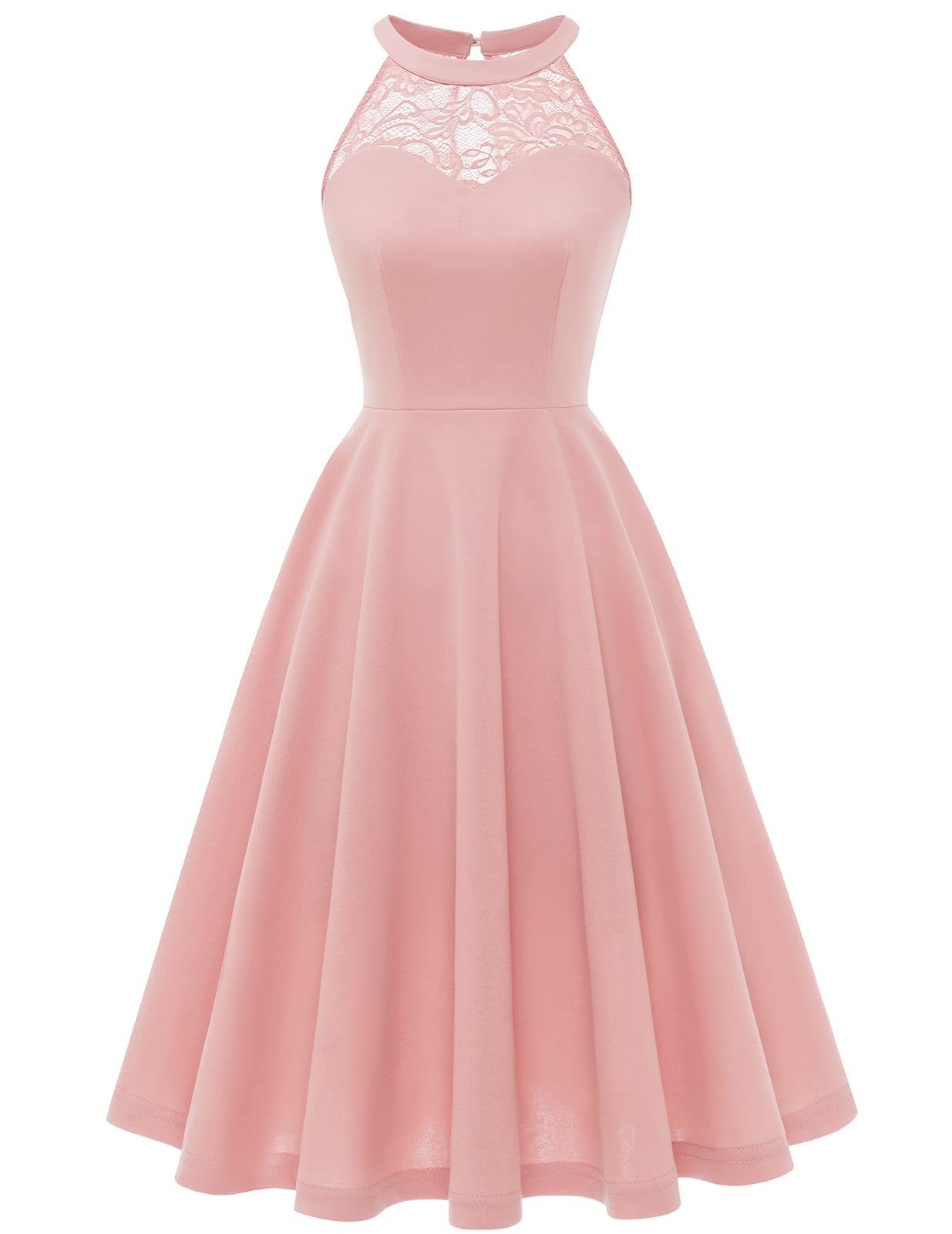 Elegant Vintage Halter Lace Cocktail Dress for Women - Perfect for Prom, Wedding, Evening Party & Homecoming - Short Sleeve Formal Party Dress for Special Occasions