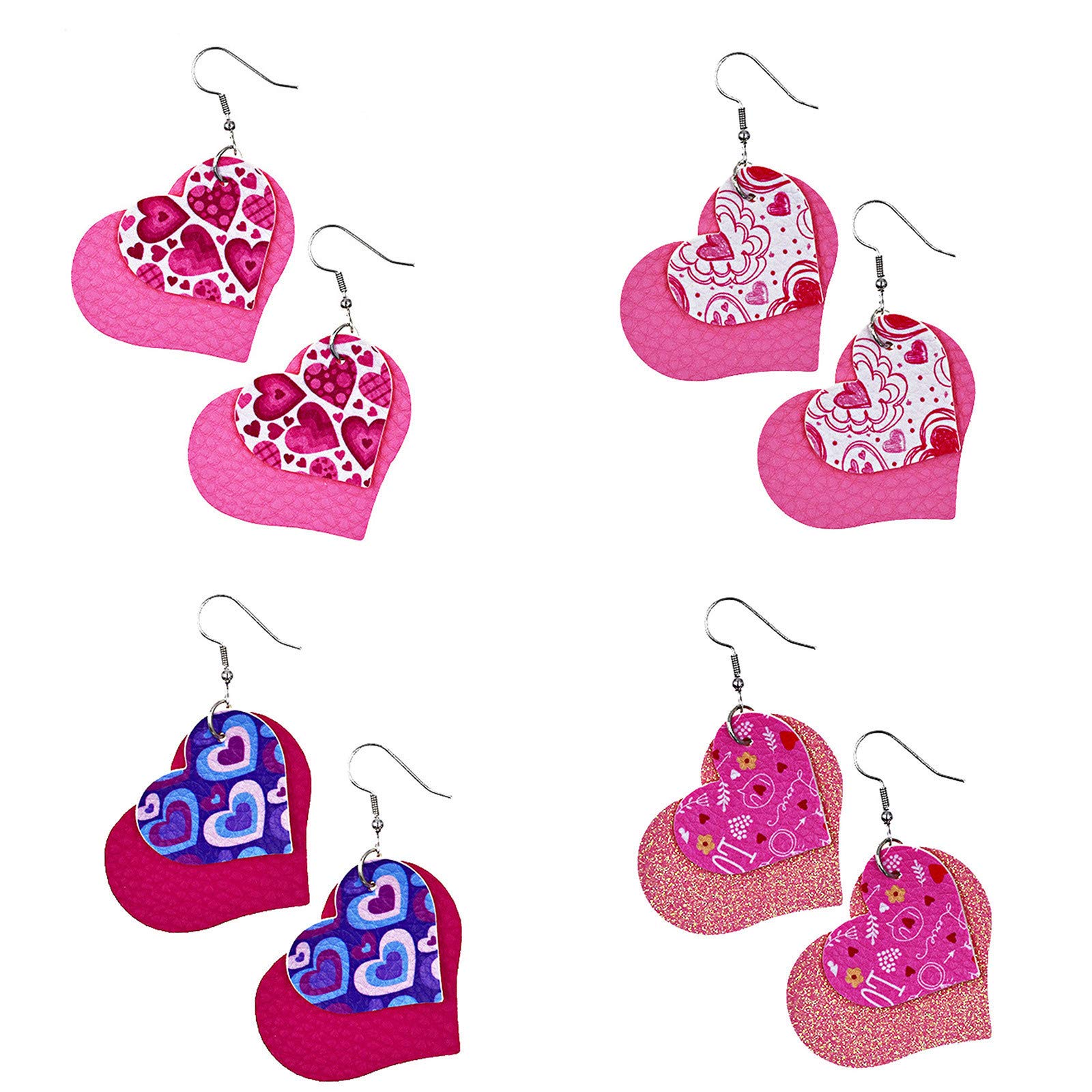Xiloccer Valentine's Day Faux Leather Earrings Set - Lightweight Petal Leaf Dangle Drop Earrings for Women | Gift for Her, Wife, Mom, Girlfriend | Perfect for Date Night, Anniversary, Wedding & Special Occasions
