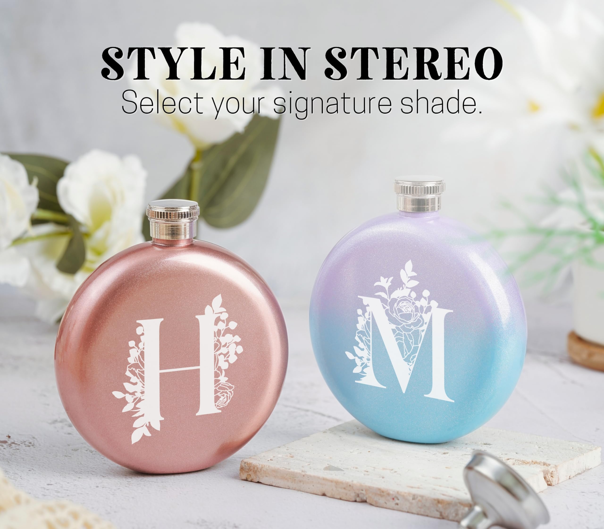 Personalized Gradient Purple Blue 5 oz Hip Flask for Women - Custom Engraved Gift for Birthday, Christmas, Anniversary - Perfect for Parties, Travel & Outdoor Adventures