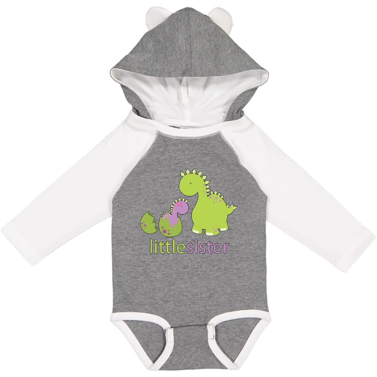Inktastic Little Sister Purple Long Sleeve Baby Bodysuit - Soft Cotton Creeper for Newborns & Infants - Perfect for Family Photos, Holidays & Special Occasions