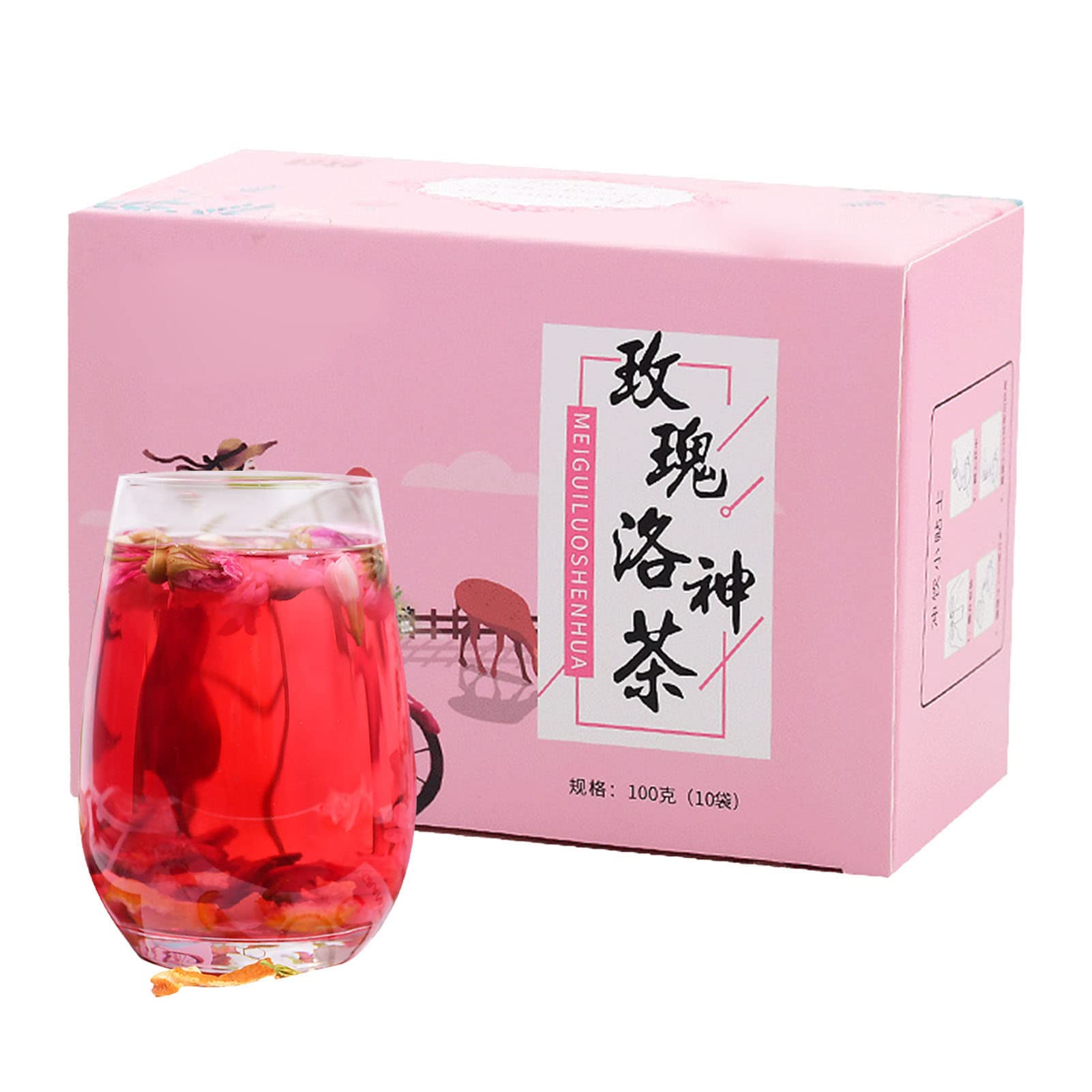 Organic Roselle Hibiscus Flower Tea Loose Leaf - 100g Chinese Herbal Tea with Rose Hips | Hot or Iced | 10 Count | Antioxidant Rich, Caffeine-Free Beverage for Relaxation, Detox & Weight Loss | Perfect for Afternoon Tea, Spa Days & Healthy Lifestyle