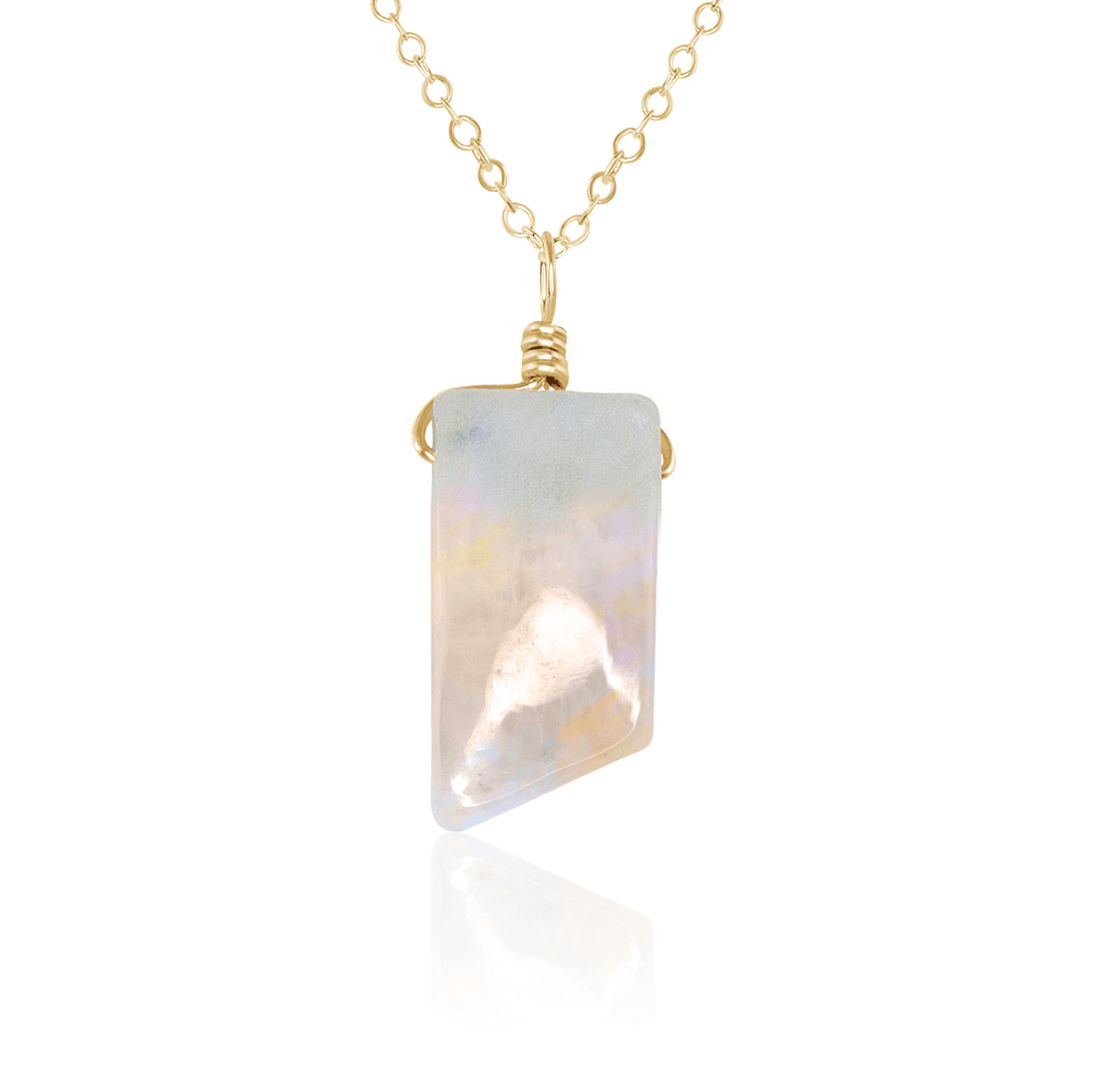 Rainbow Moonstone Pendant Necklace - Smooth Crystal Point Jewelry for Women | Perfect for Meditation, Yoga & Spiritual Healing