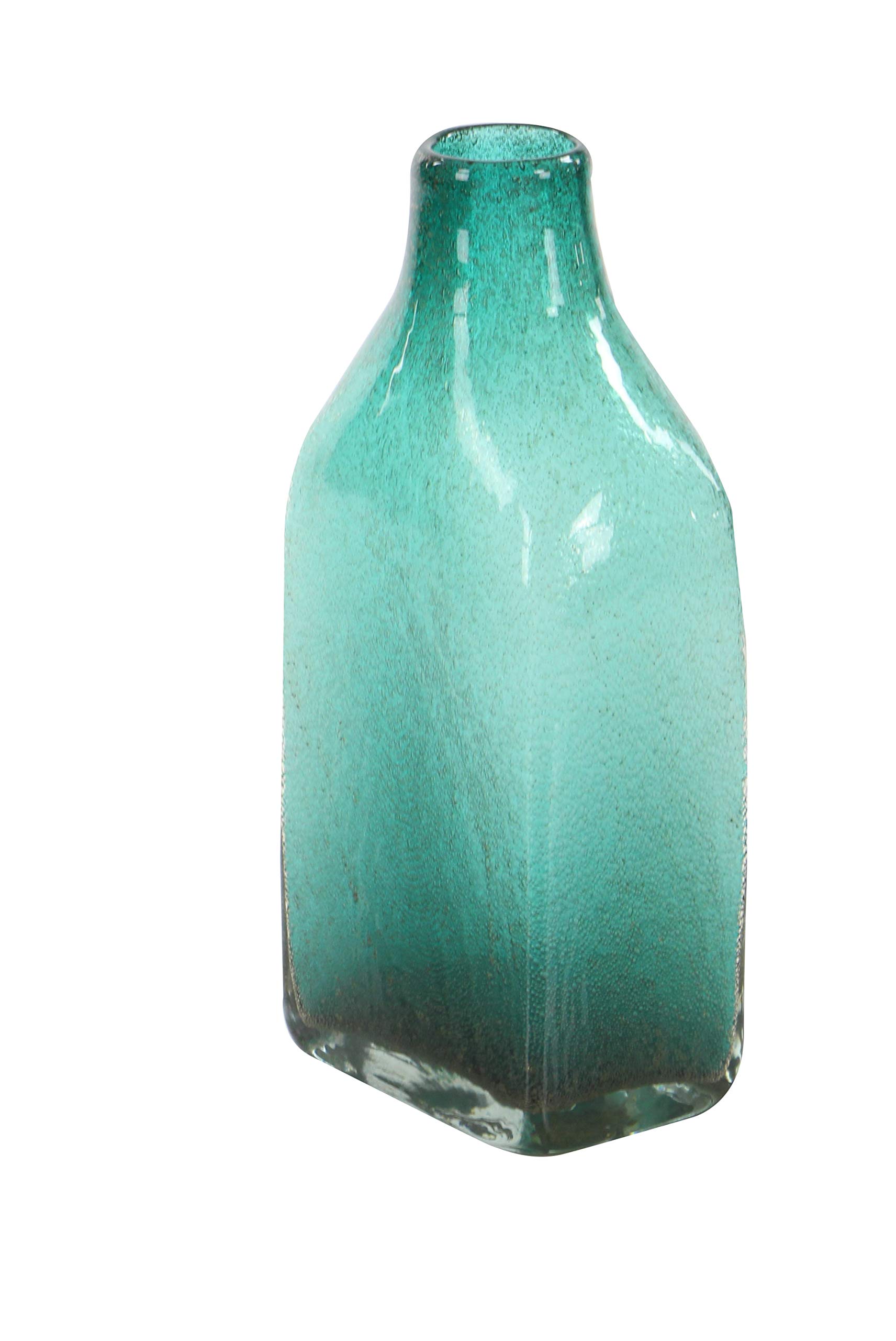Deco 79 Coastal Glass Vase Set of 3 - 6x15 Inch Blue and White Striped Vases for Beach House Decor, Wedding Centerpieces, and Coastal Home Decor