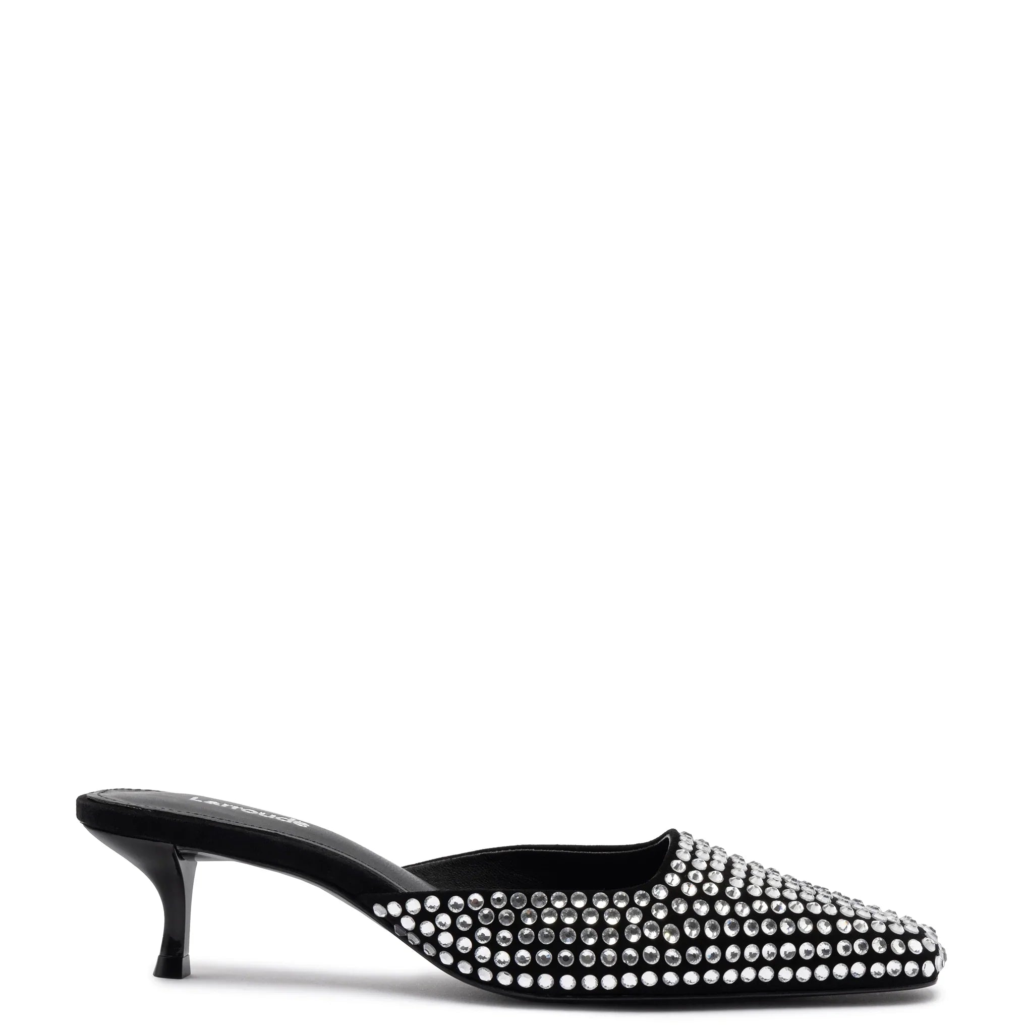 Amal Crystal Mule Shoes for Women - Black Suede Slip-On Loafers with Rhinestone Decor | Comfortable & Stylish for Office, Party & Casual Wear