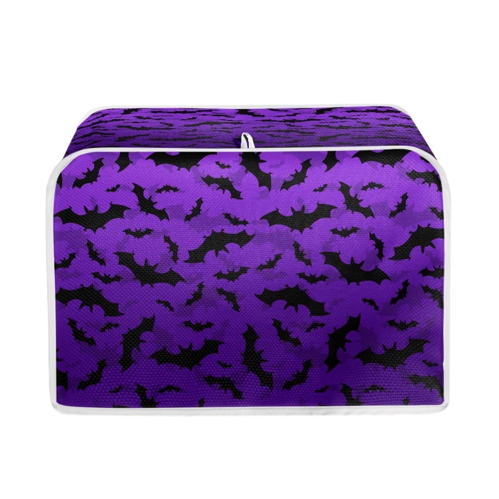 Bat Print 4-Slice Toaster Cover - Universal Fit for Most Standard Toasters, Quilted Oven & Bread Maker Dust Protector - Halloween Kitchen Decor & Small Appliance Cover (Perfect for Halloween Parties, Kitchen Protection & Home Decoration)